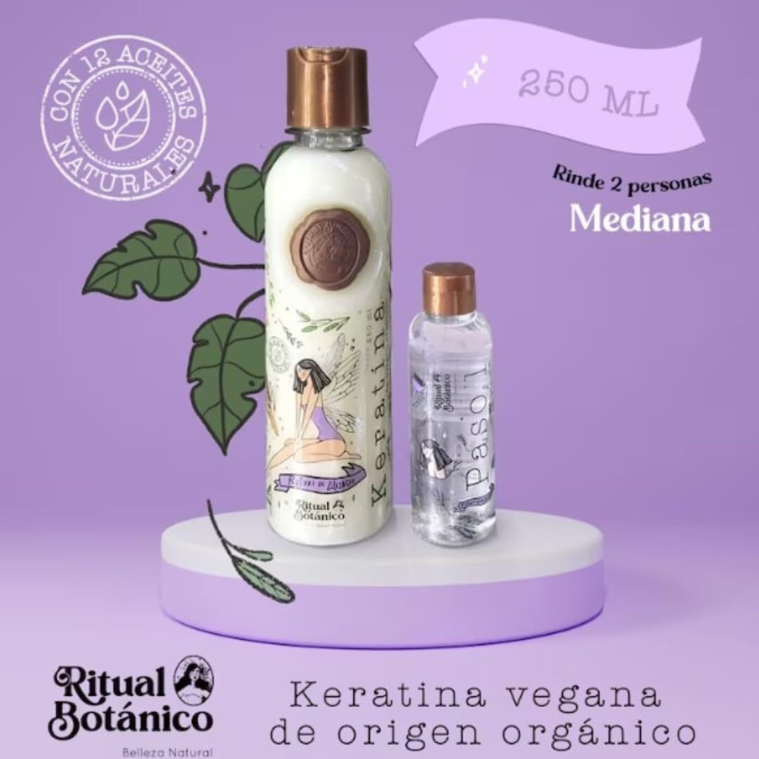 Ritual Botanico Keratina Organica 250 Ml - 12 Aceites Naturales Y AminoCidos Que Aportan Brillo  Sedosidad Y NutriciN. Keratina Para Alisar El Pelo Entre 4-6 Meses. Con ArgN  T Verde  Karit