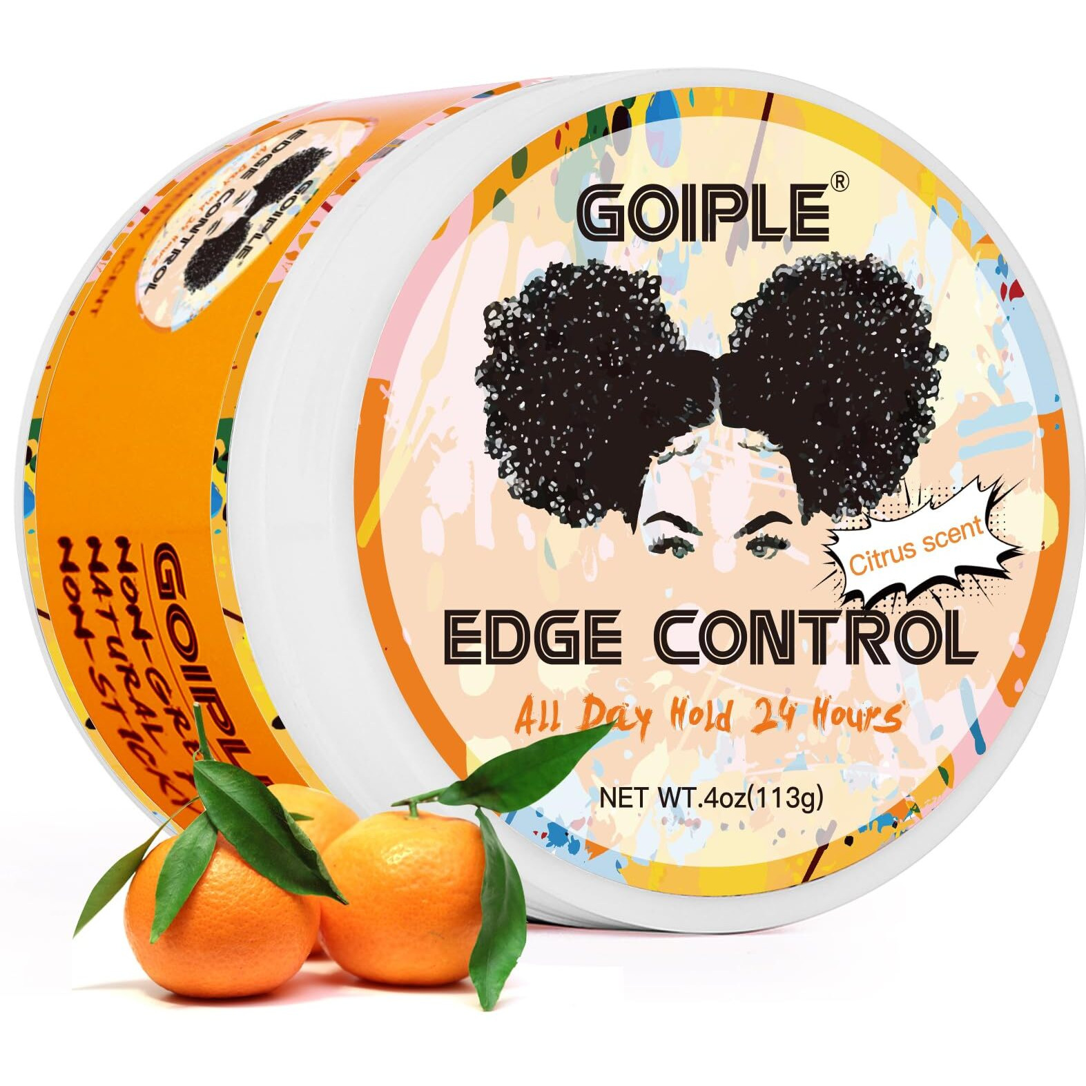 Edge Control Wax For Black Women - Strong Hold  Non-Greasy Smoother For Black Hair  No Flaking Or White Residue  Shine Hair Gel (Citrus Scent)