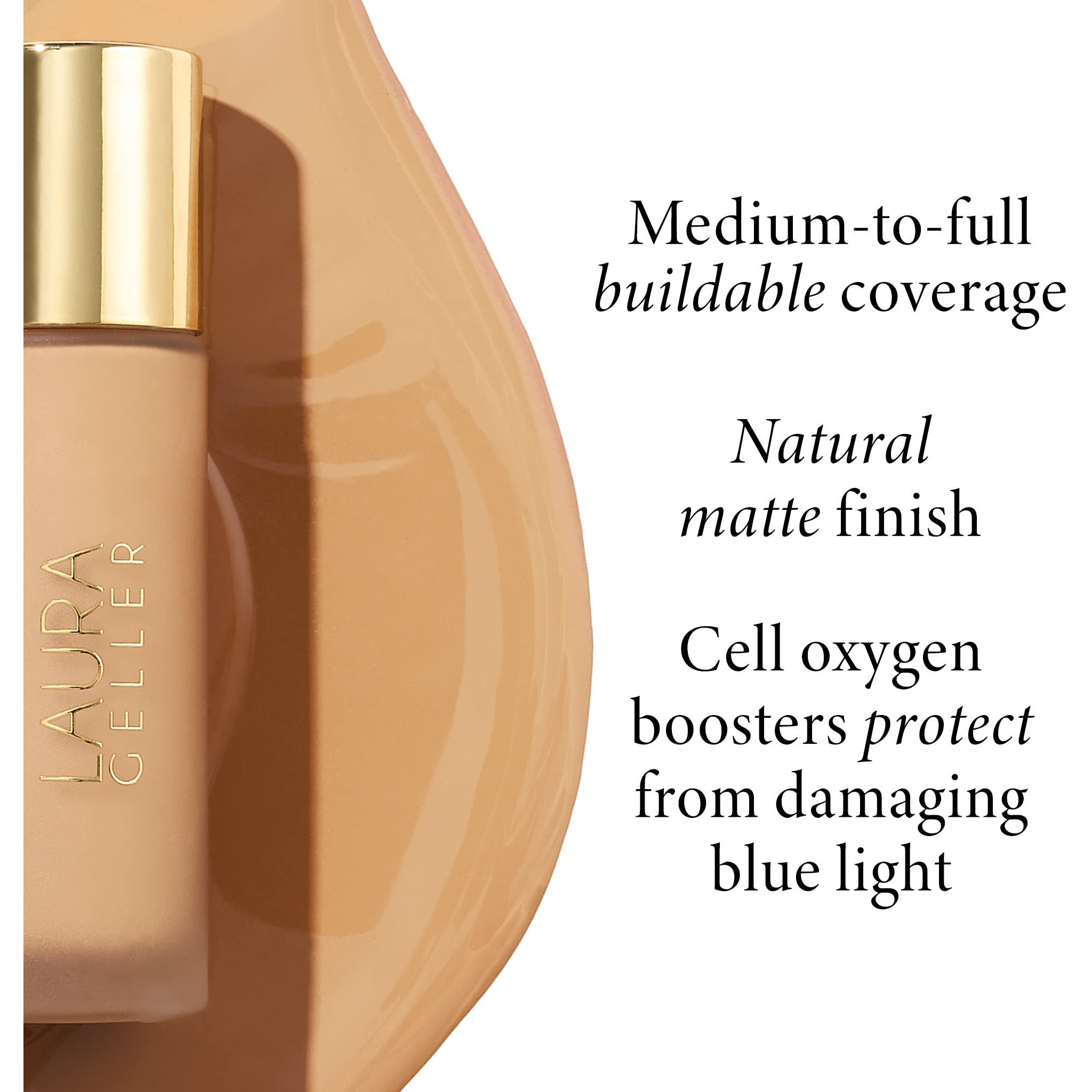 Laura Geller New York Double Take Liquid Foundation | Medium To Full Coverage  Natural Matte Finish  Golden Medium