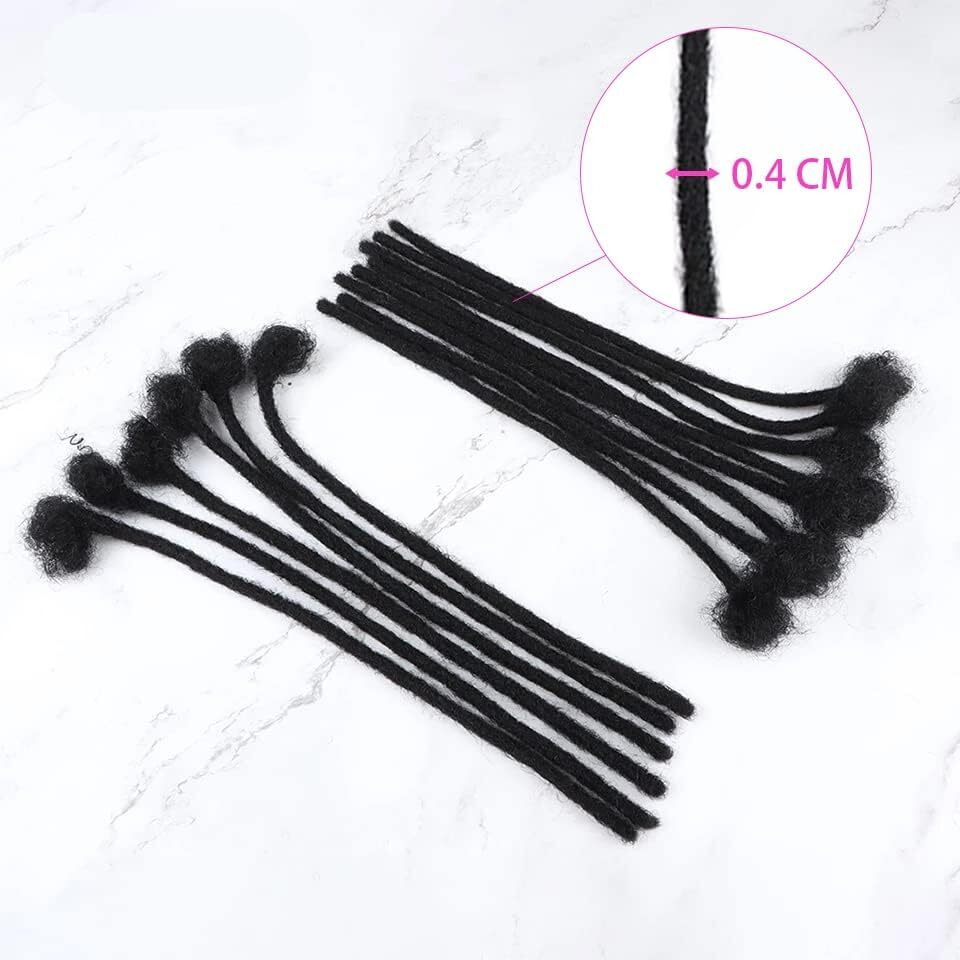 Loc Extension Human Hair 0.4Cm Width 6Inch 40 Strands 100% Full Handmade Permanent Dreadlock Extension Human Hair For Women/Men/Kids Can Be Dyed Bleached Curled (Width 0.4Cm Natual Black)