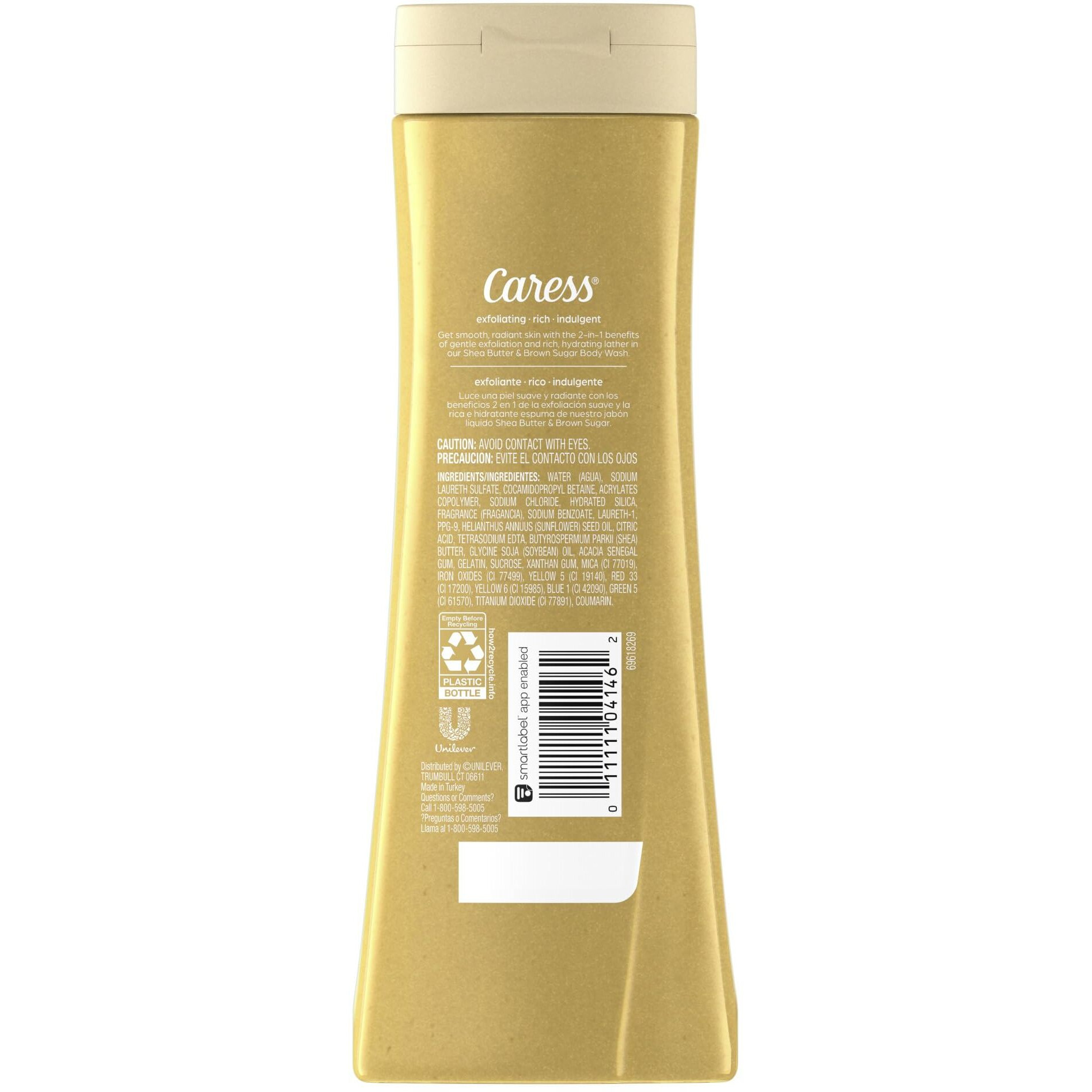 Caress Body Wash For Women  Shea Butter & Brown Sugar  Hydrating And Exfoliating Shower Gel For Gorgeous Radiant Skin  20 Fl Oz  4 Pack