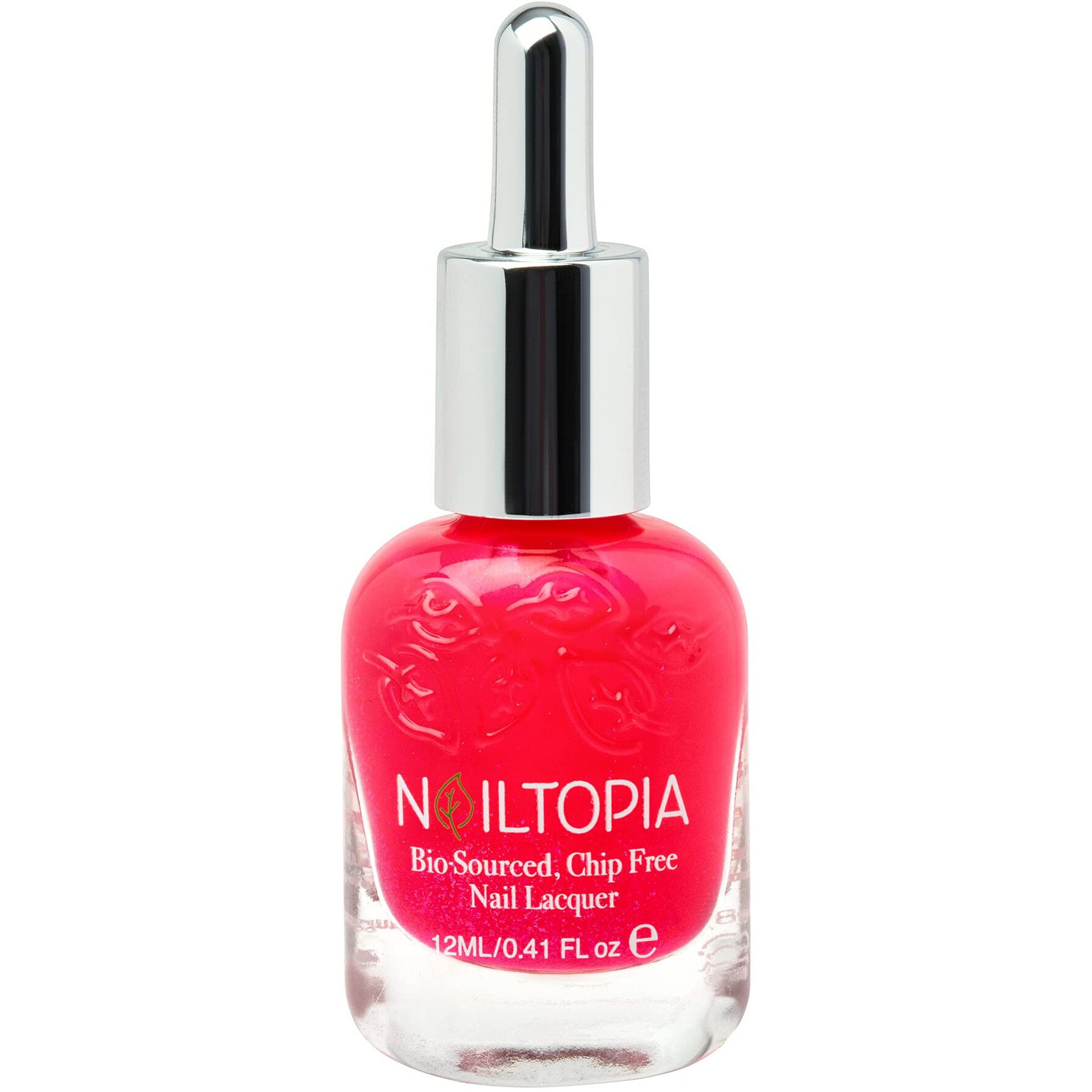 Nailtopia - Plant-Based Chip Free Nail Lacquer - Non Toxic  Bio-Sourced  Long-Lasting  Strengthening Polish - You Got This Babe (Bright Pink With Subtle Blue Shimmer) - 0.41Oz