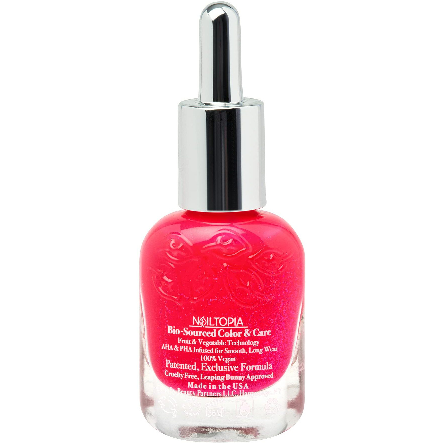 Nailtopia - Plant-Based Chip Free Nail Lacquer - Non Toxic  Bio-Sourced  Long-Lasting  Strengthening Polish - You Got This Babe (Bright Pink With Subtle Blue Shimmer) - 0.41Oz