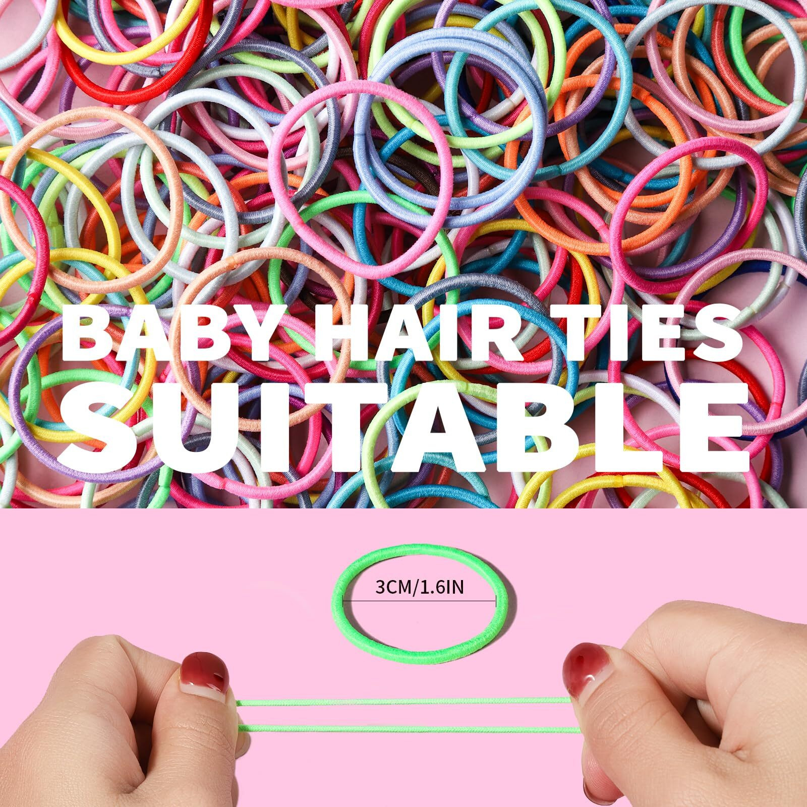 Ygdz Toddler Hair Accessories 312 Elastic Hair Ties In 24 Colors  Small 3Cm No Crease Ponytail Holders For Girls