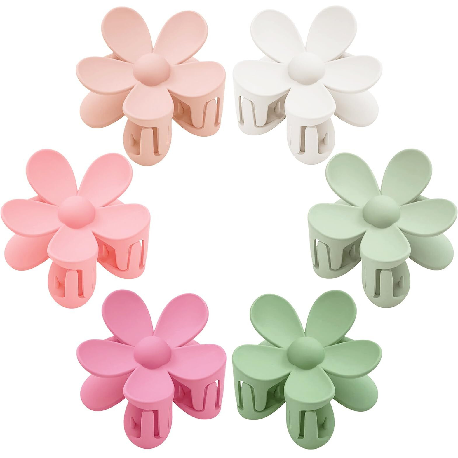 Flower Hair Clips 6 Pcs Flower Claw Clips Daisy Clips For Women Matte Large Claw Clips Strong Hold Jaw Clamps Hair Accessories For Thick Hair 6 Colors