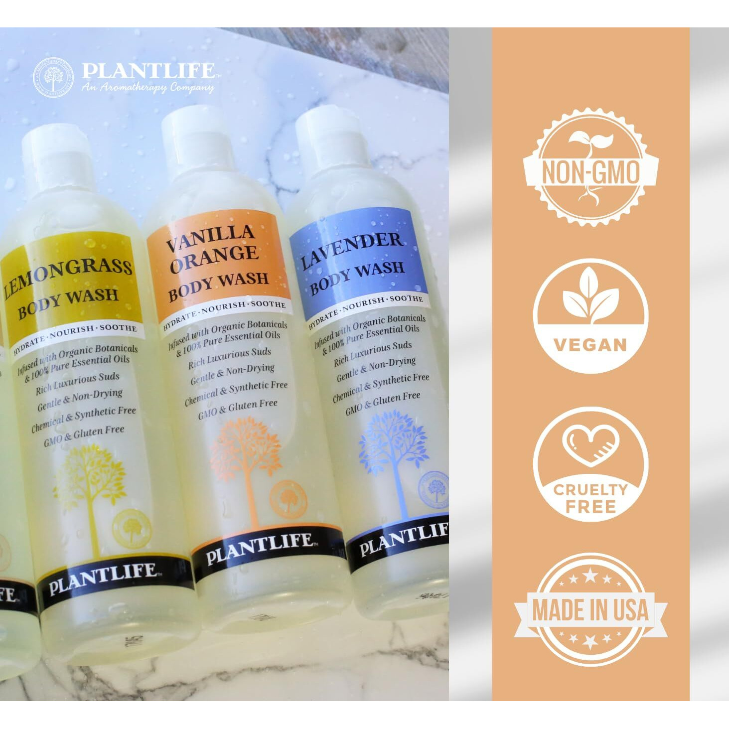 Plantlife Patchouli Body Wash - Gmo And Gluten Free Gentle And Moisturizing Body Wash That Contains Only Ingredients Straight From Nature - Made In The Usa 14 Oz
