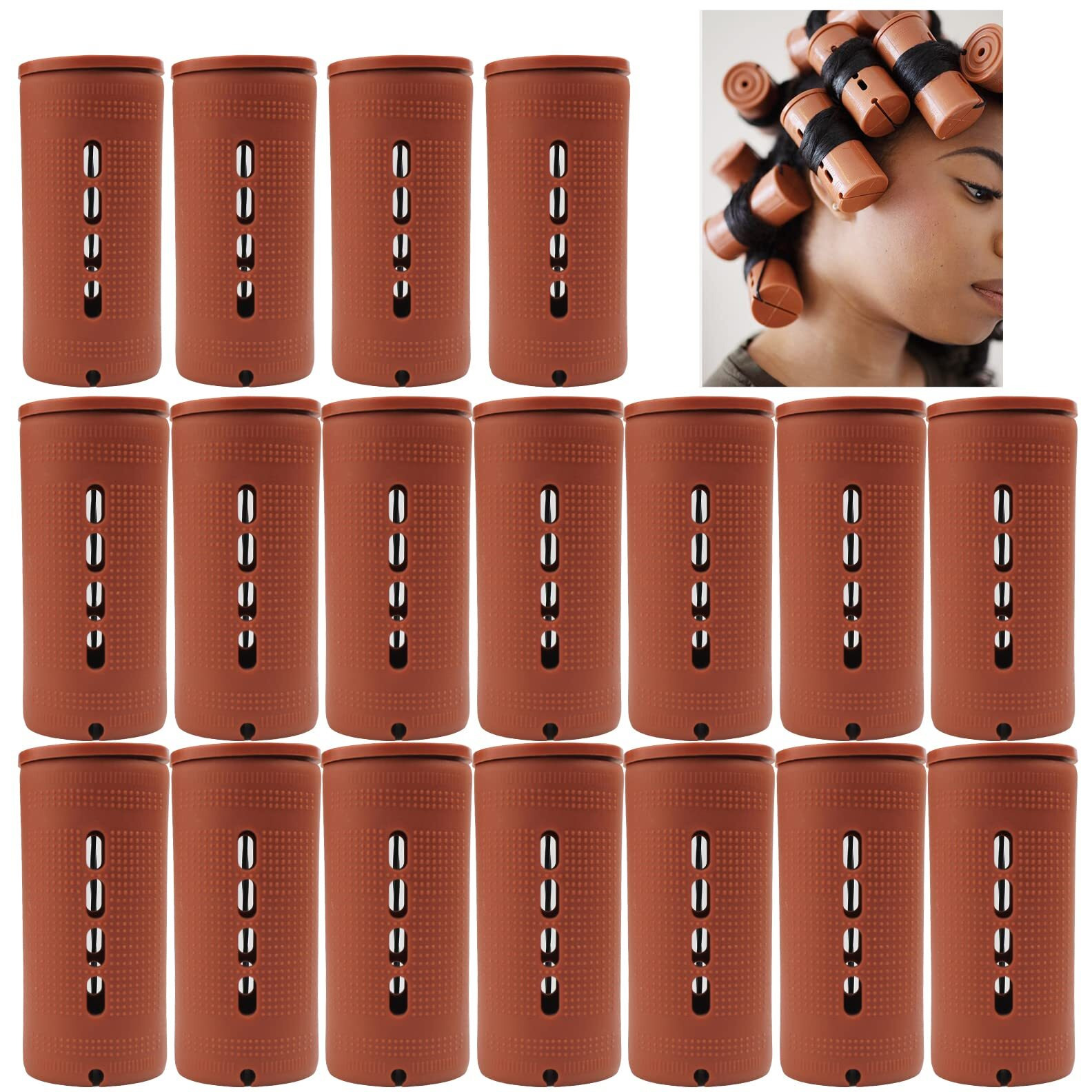 Bailyela Extra Large 18 Pcs Perm Rods  Jumbo Size 3.25In/8.25Cm Hair Rollers For Natural & Long Hair  Cold Wave Rods For Curling & Perming  Home Hairdressing Tools  Brown