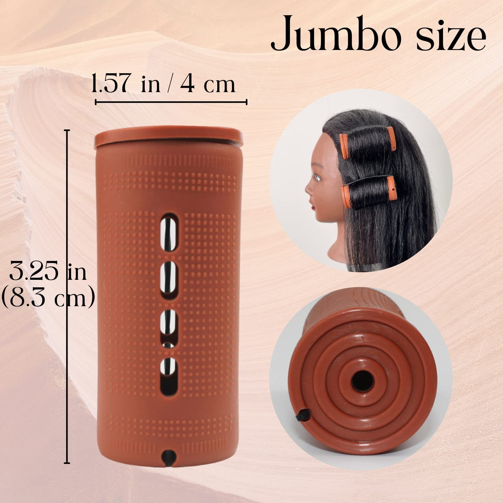 Bailyela Extra Large 18 Pcs Perm Rods  Jumbo Size 3.25In/8.25Cm Hair Rollers For Natural & Long Hair  Cold Wave Rods For Curling & Perming  Home Hairdressing Tools  Brown