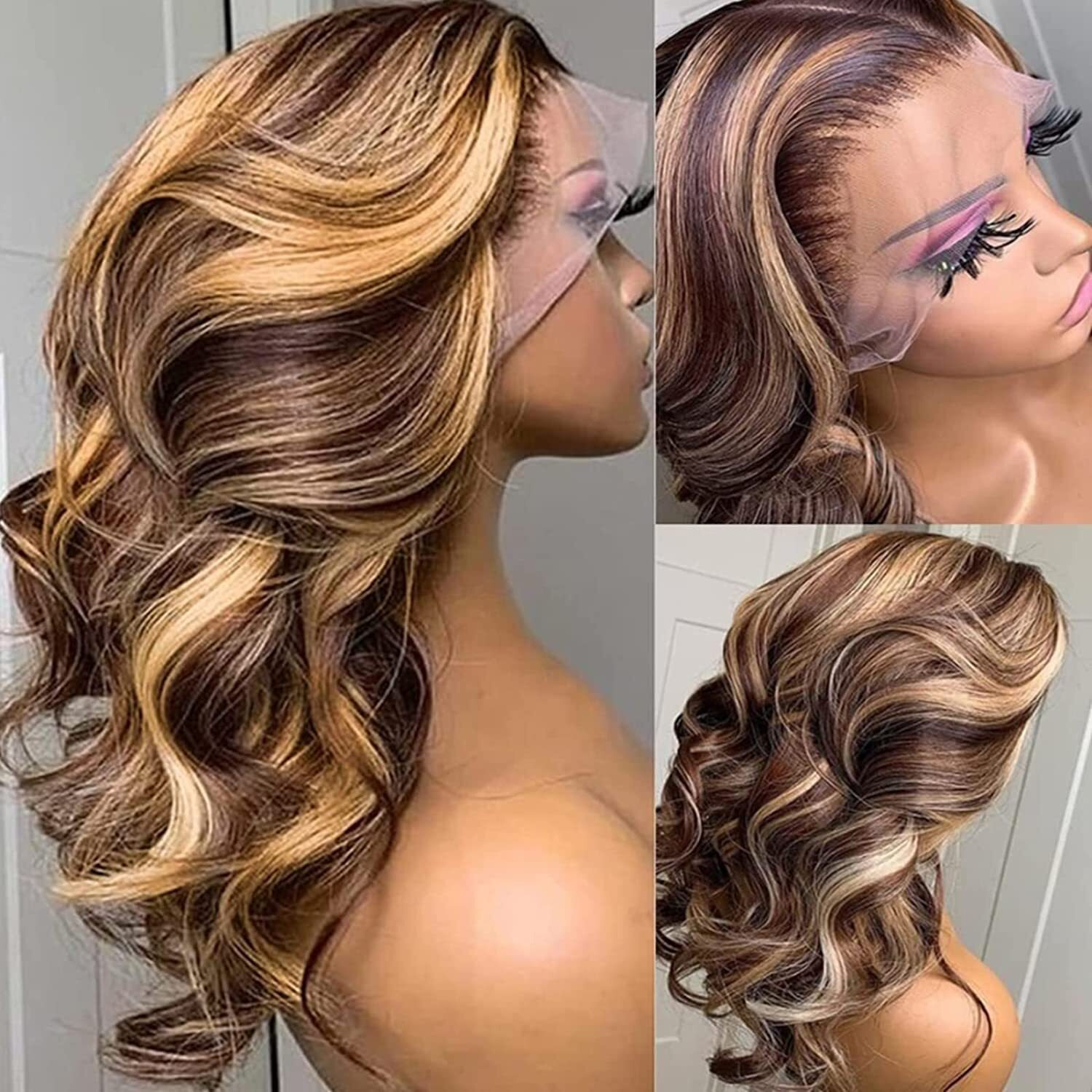 Missjay 24 Inch 13X6 Hd Lace Front Wigs Human Hair Honey Blonde Wig Human Hair Highlight Ombre Body Wave Lace Front Wig Human Hair 180 Density Human Human Wigs For Black Women