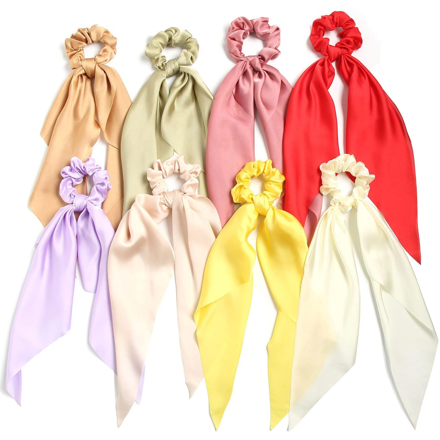 Susulu Hair Scarf Scrunchies For Women Plain Hair Bobbles Solid Color Fabric Scrunchy Elastic Hair Ties Ponytail Holder Hair Accessories (Bright Colors)