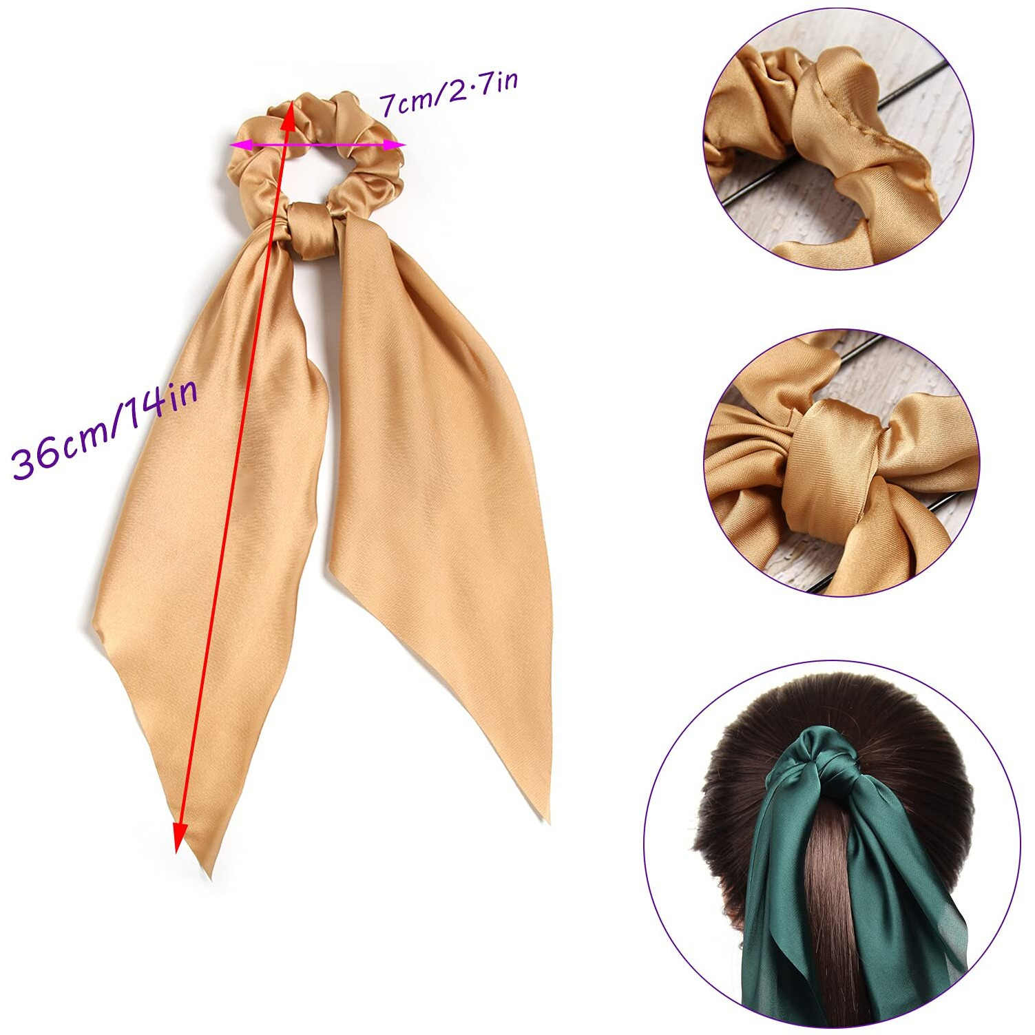 Susulu Hair Scarf Scrunchies For Women Plain Hair Bobbles Solid Color Fabric Scrunchy Elastic Hair Ties Ponytail Holder Hair Accessories (Bright Colors)