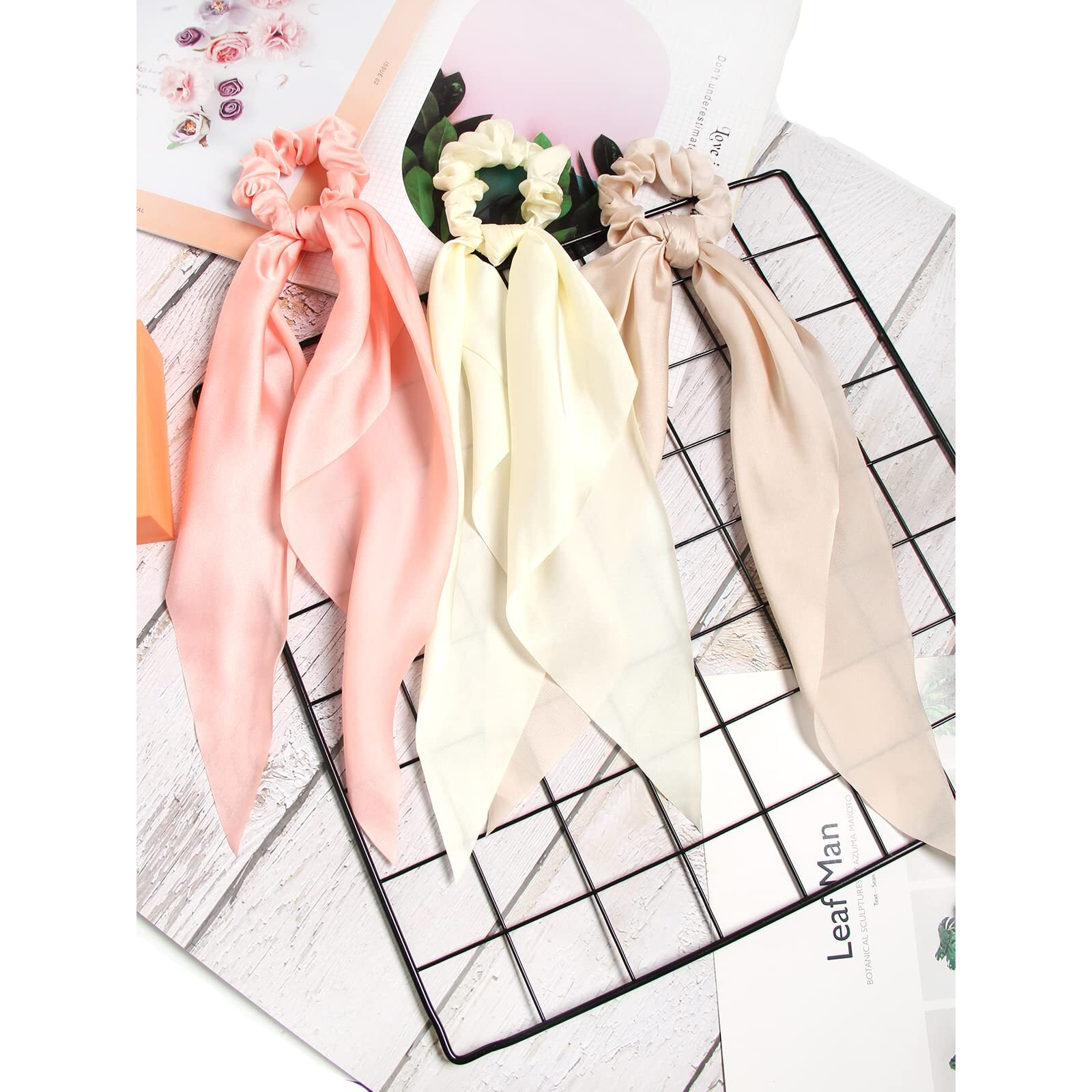Susulu Hair Scarf Scrunchies For Women Plain Hair Bobbles Solid Color Fabric Scrunchy Elastic Hair Ties Ponytail Holder Hair Accessories (Bright Colors)