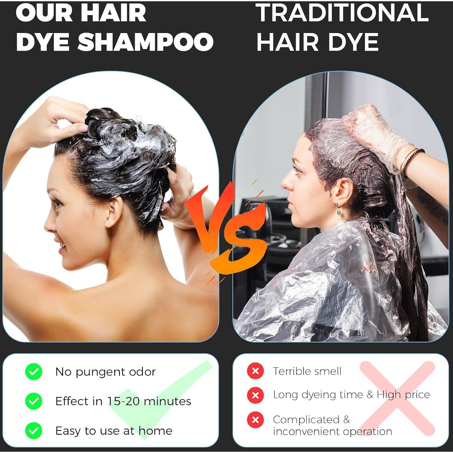 Yourtone Natural Black Hair Dye Shampoo Instant & Easy 3-In-1 Hair Color Solution For Men And Women - Herbal Formula  Ammonia-Free  Lasts 30 Days - 16.90 Oz