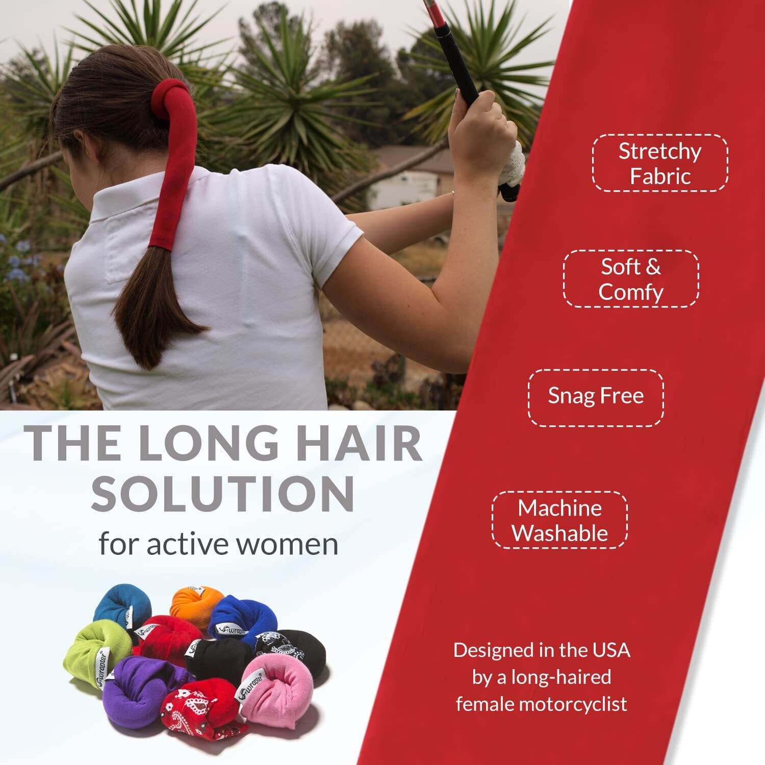 Wrapter Motorcycle Ponytail Wrap (Red)