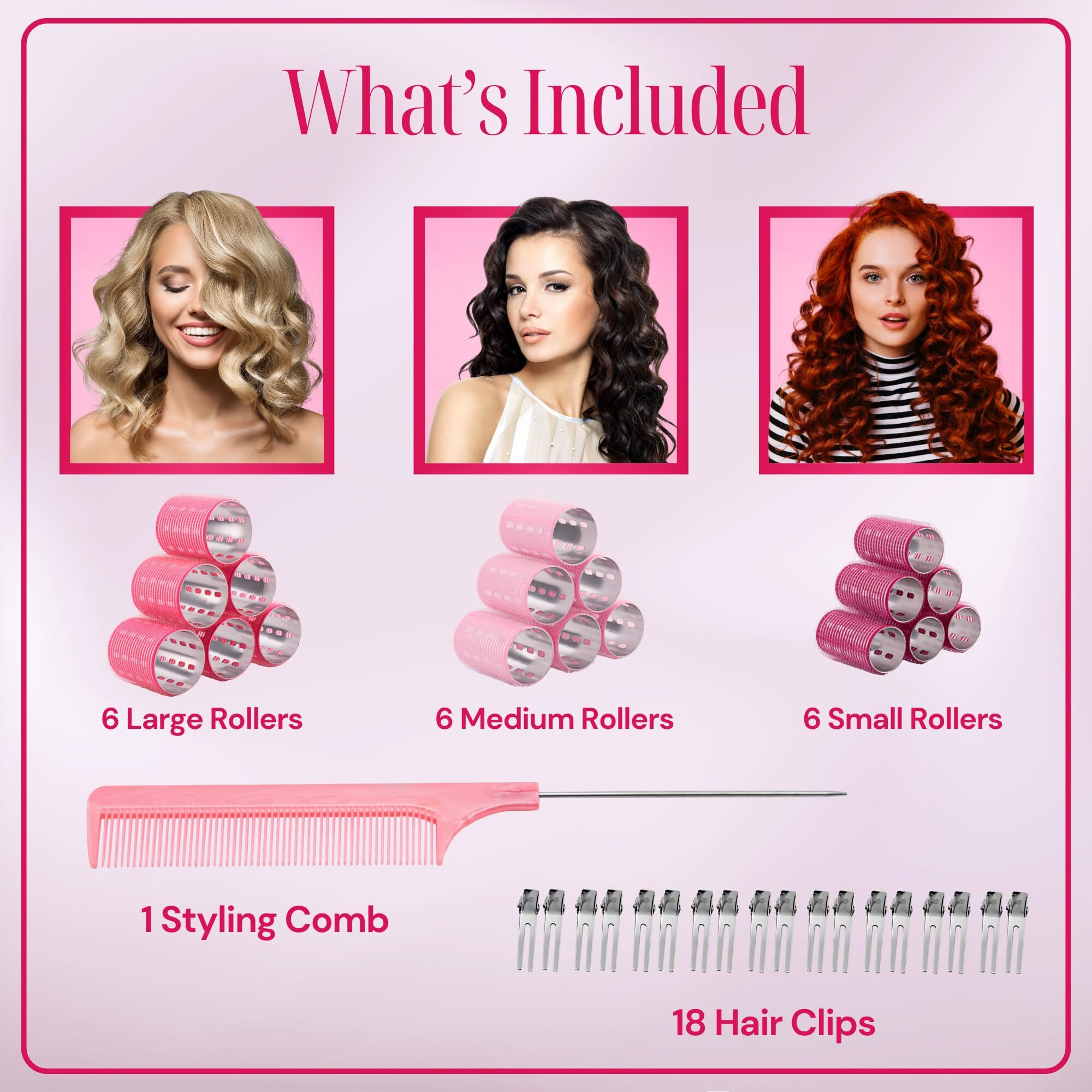 Asani Thermal Rollers For Hair - 37 Self Grip Hair Rollers With 18 Clips And Styling Comb - Aluminum Thermal Hair Rollers For Volume And All-Day Curls - For Short  Medium  And Long Hair (Large)