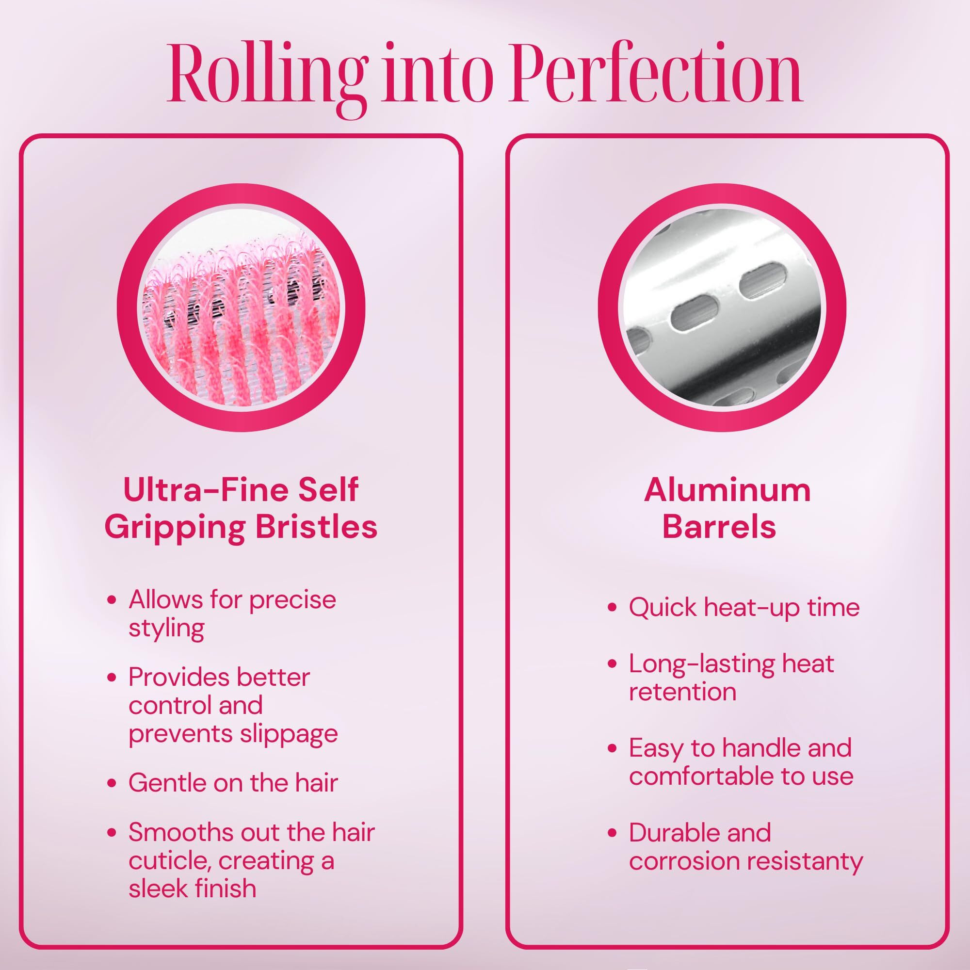 Asani Thermal Rollers For Hair - 37 Self Grip Hair Rollers With 18 Clips And Styling Comb - Aluminum Thermal Hair Rollers For Volume And All-Day Curls - For Short  Medium  And Long Hair (Large)