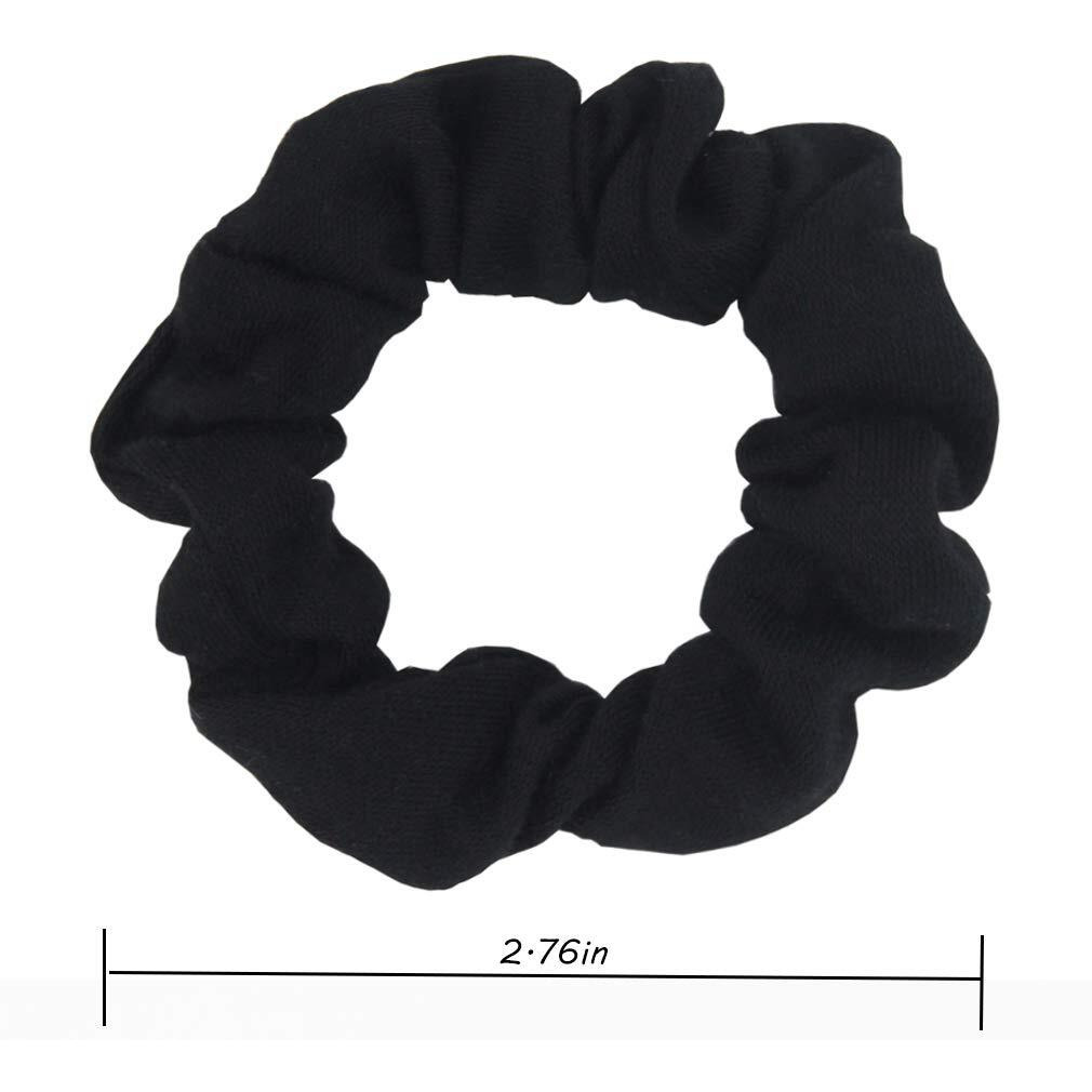 Pack Of 12 Cotton Hair Scrunchies Single Jersey Solid Color Ponytail Holders Hair Ties For Girl (Navy Blue)