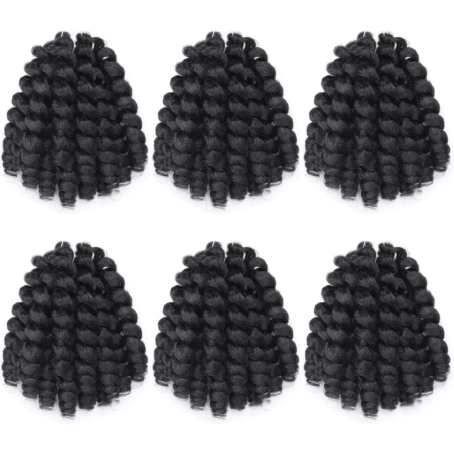 Wand Curl Crochet Hair Jamaican Bounce Crochet Hair Crochet Hair 6Packs Twist Braid Hair Crochet Curly Hair For Black Women Curly Crochet Hair (T30  8 Inch (Pack Of 6))