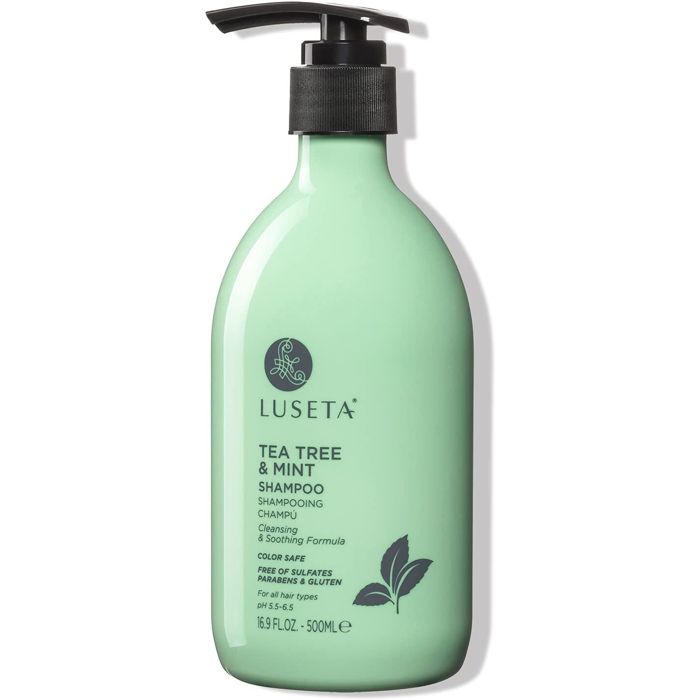 Luseta Tea Tree & Mint Shampoo Cleansing And Soothing For All Hair Types Nourishing & Invigorating Scalp Fights Dandruff 16.9 Oz