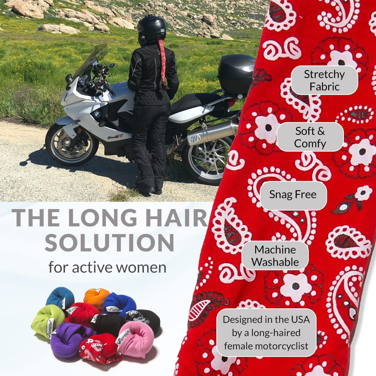 Wrapter Pony Tail Hair Wrap (Red Paisley)