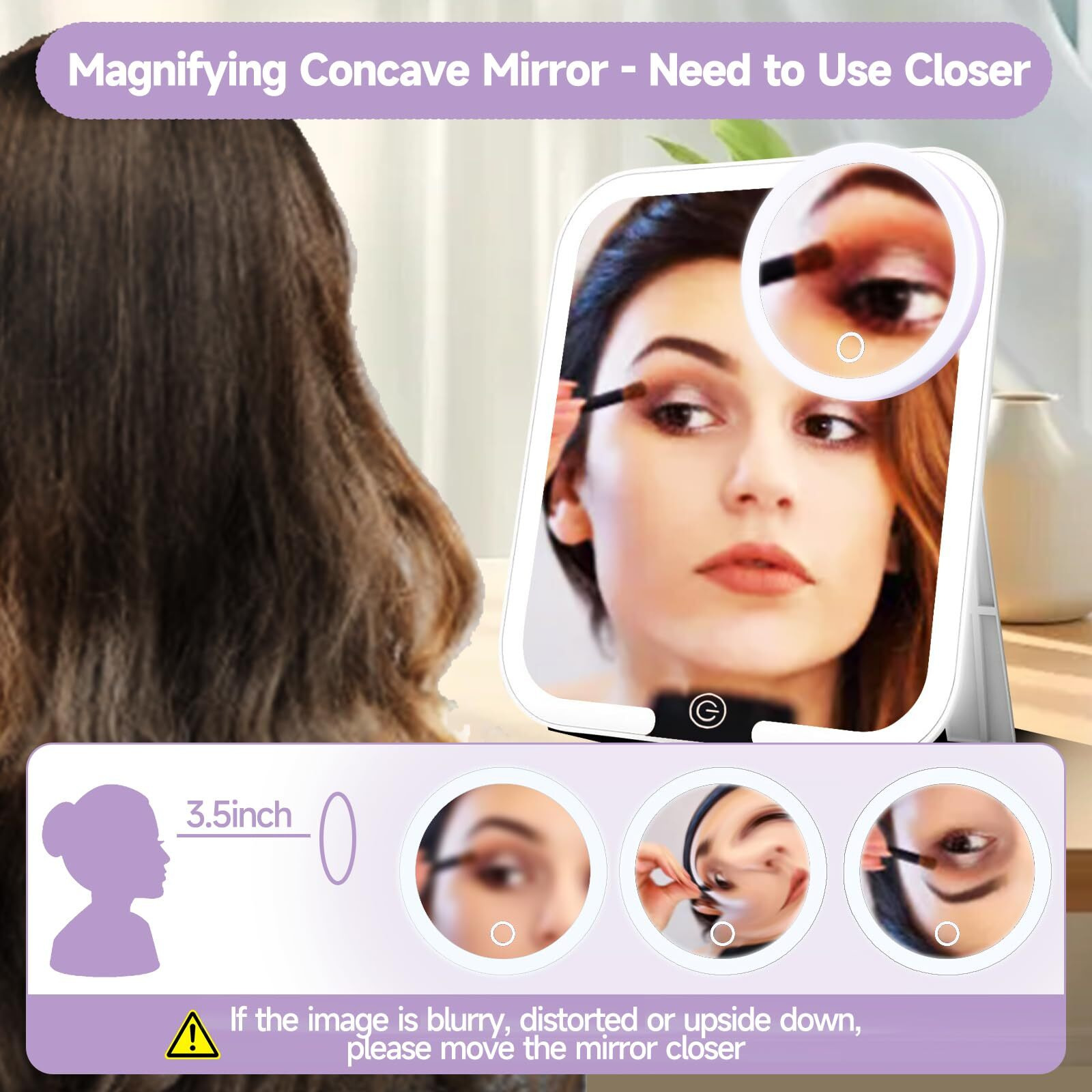 30X Travel Magnifying Mirror With Lights  Small Led Magnifying Mirror Rechargeable 30X Travel Magnified Mirror  4'' Pocket Makeup Magnifying Mirror Dimmable 30X Magnification Mirror With Suction Cups