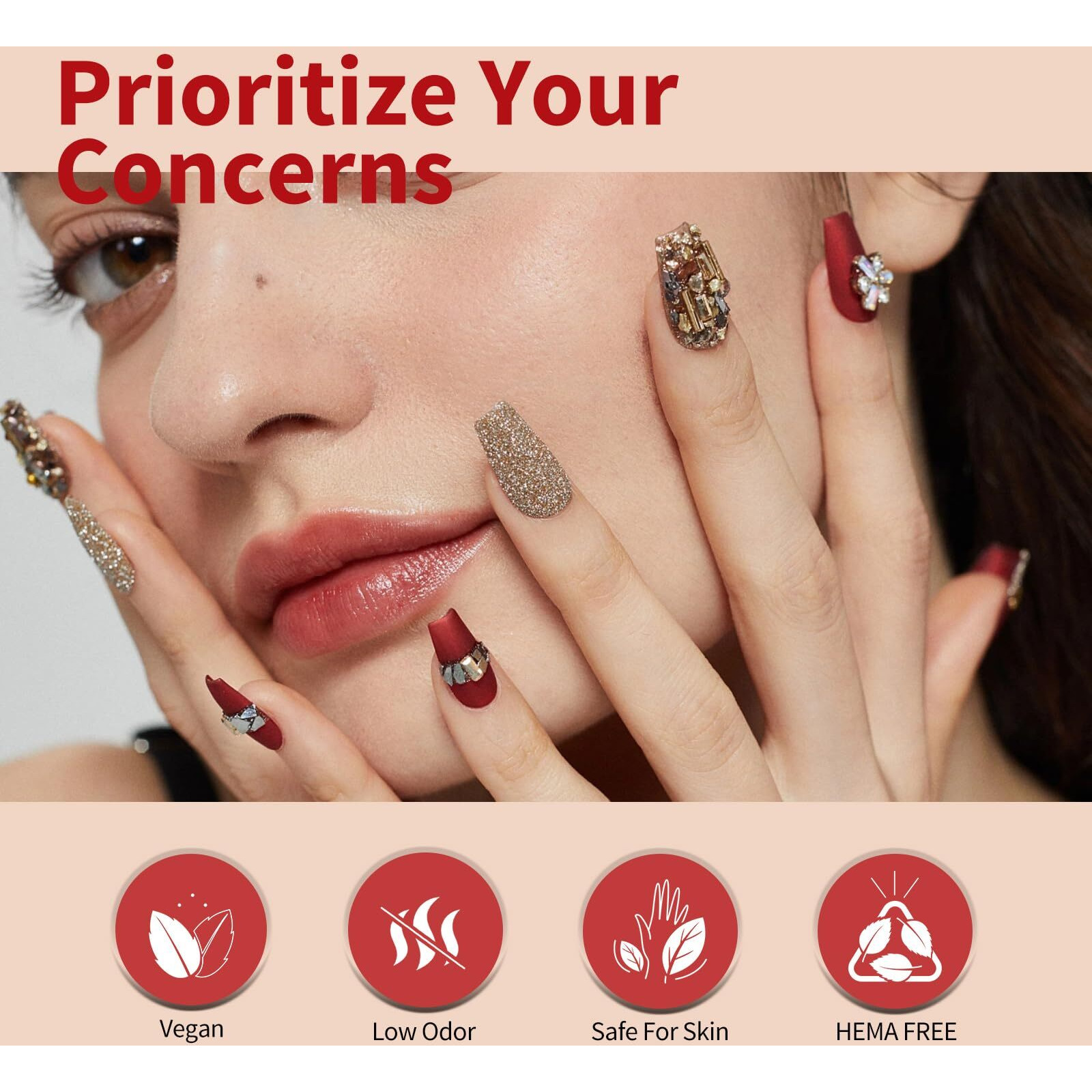 Canni 6Pcs 9Ml Gel Nail Polish Set- White Glitter Gold Emerald Green Burgundy Red Gel Polish Kit Christmas Colors Diy At Home Salon New Year's Gifts For Girls