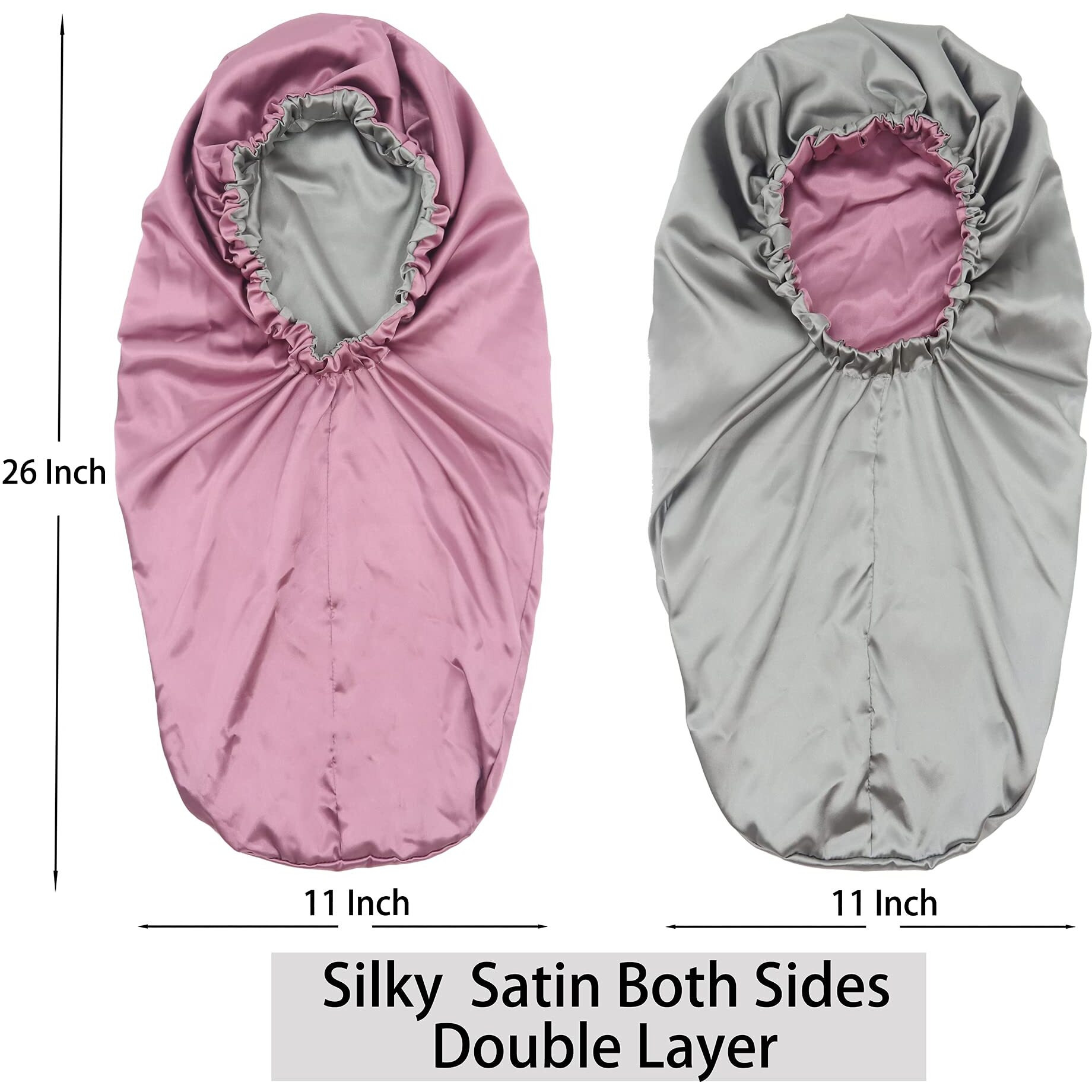 Saymre Satin Bonnet Silky Sleep Cap Adjustable Hair Bonnet For Braids Curly Hair (Long Size  Long Champagne)