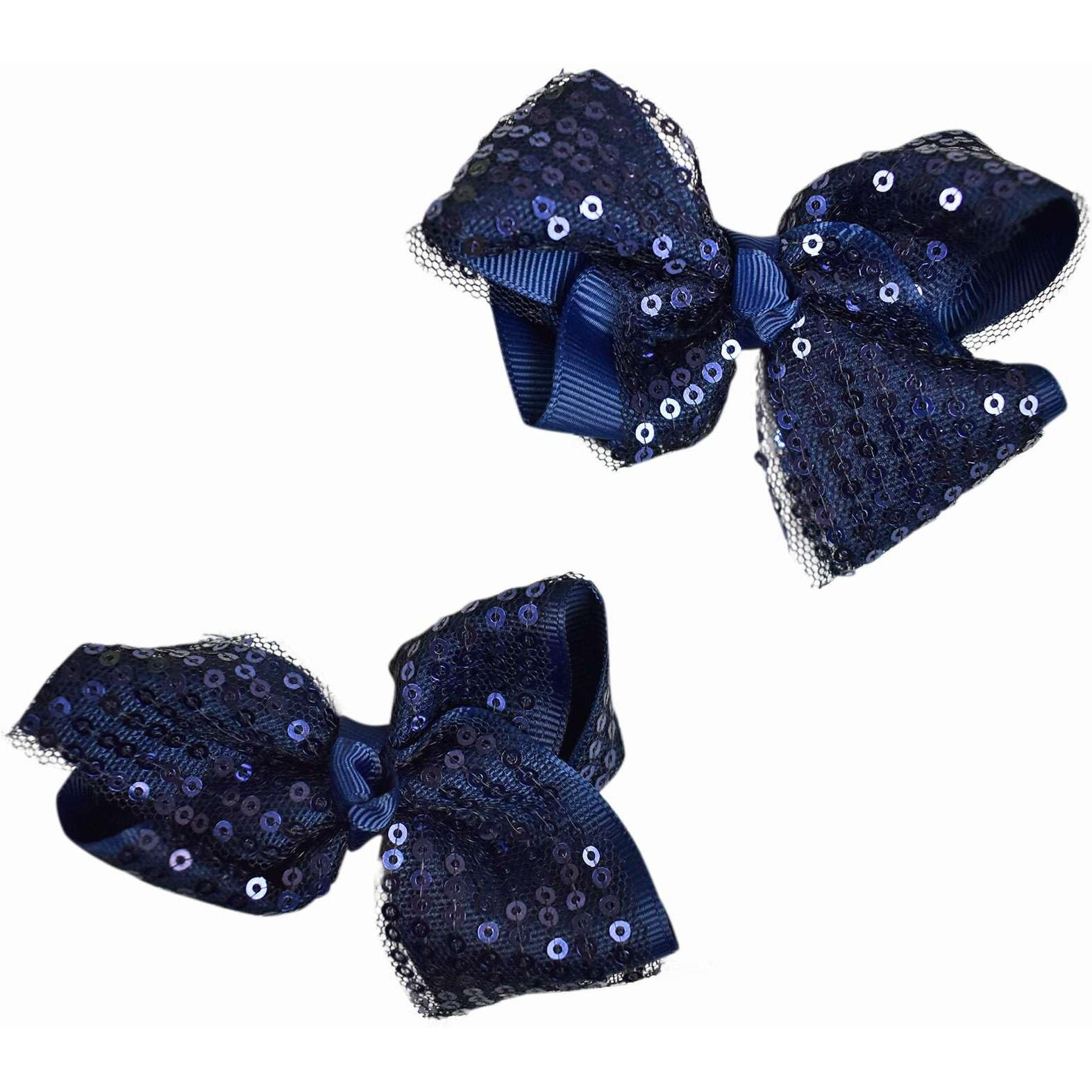Nyfashion101 Toddlers' Girls' Smooth Grosgrain Ribbon Bow Alligator Clip  Sequin Navy