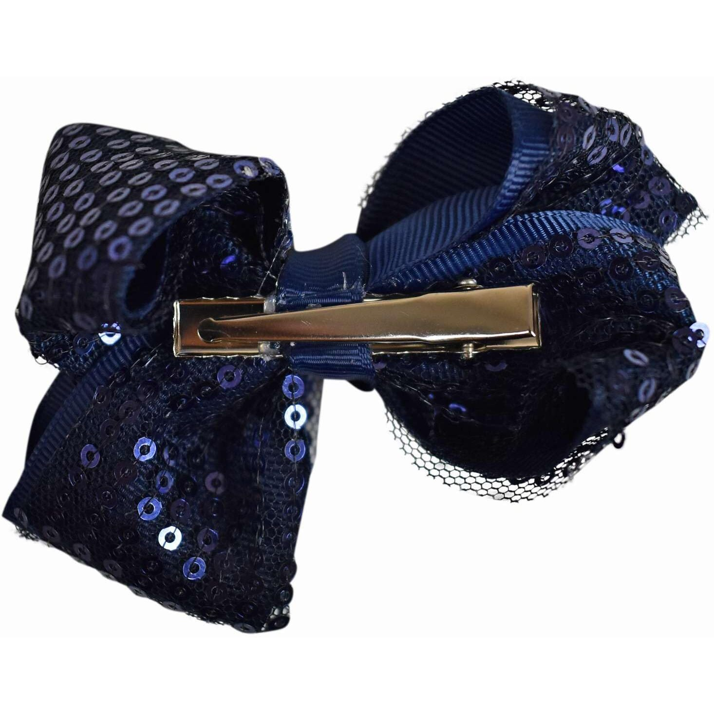 Nyfashion101 Toddlers' Girls' Smooth Grosgrain Ribbon Bow Alligator Clip  Sequin Navy