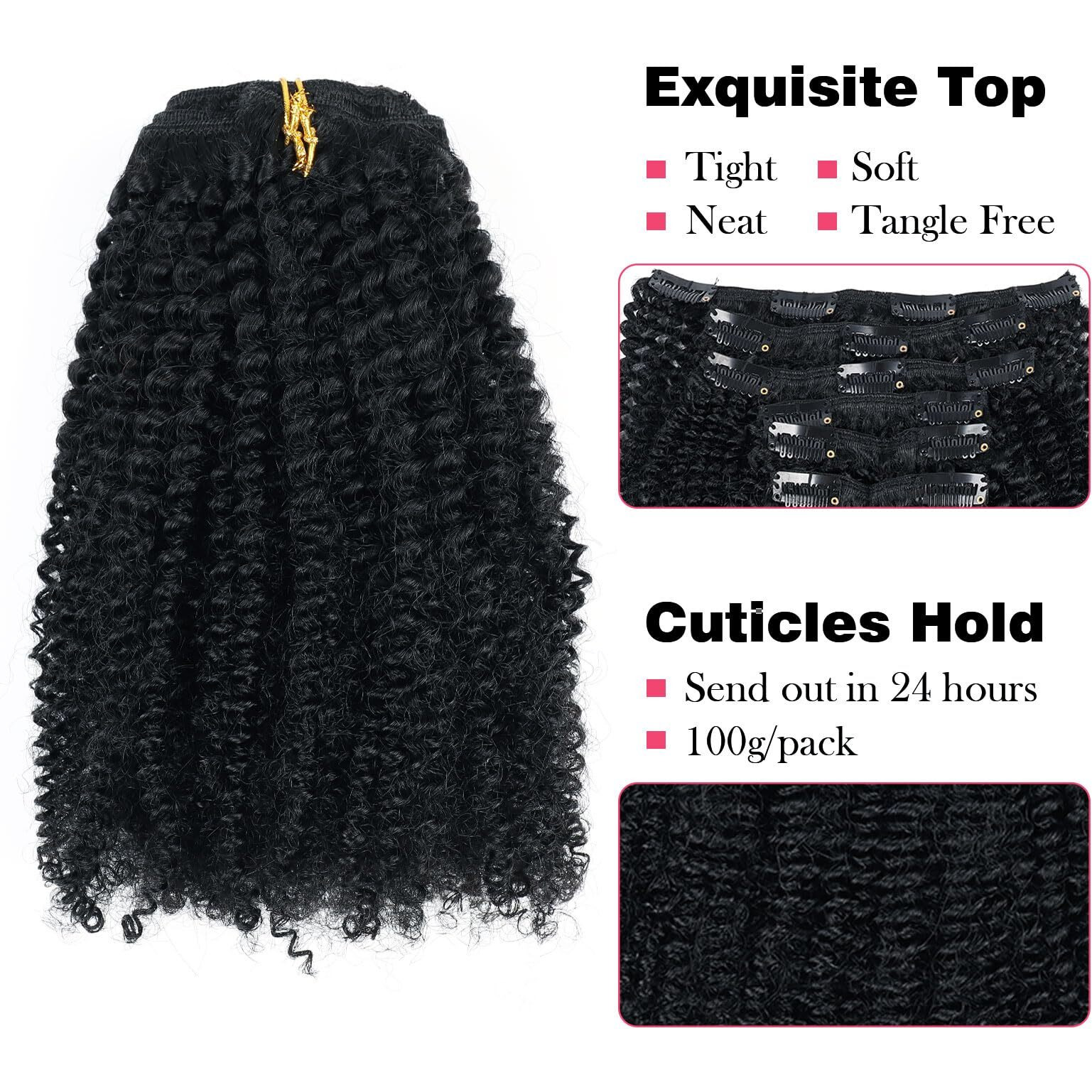 Sassina Afro Coily Clip In Human Hair Extensions For Black Women Double Wefts Remy Clip Ins Hair Extensions Human Hair Jet Black 7 Pieces With 17 Clips 120 Grams Color 1 12 Inch