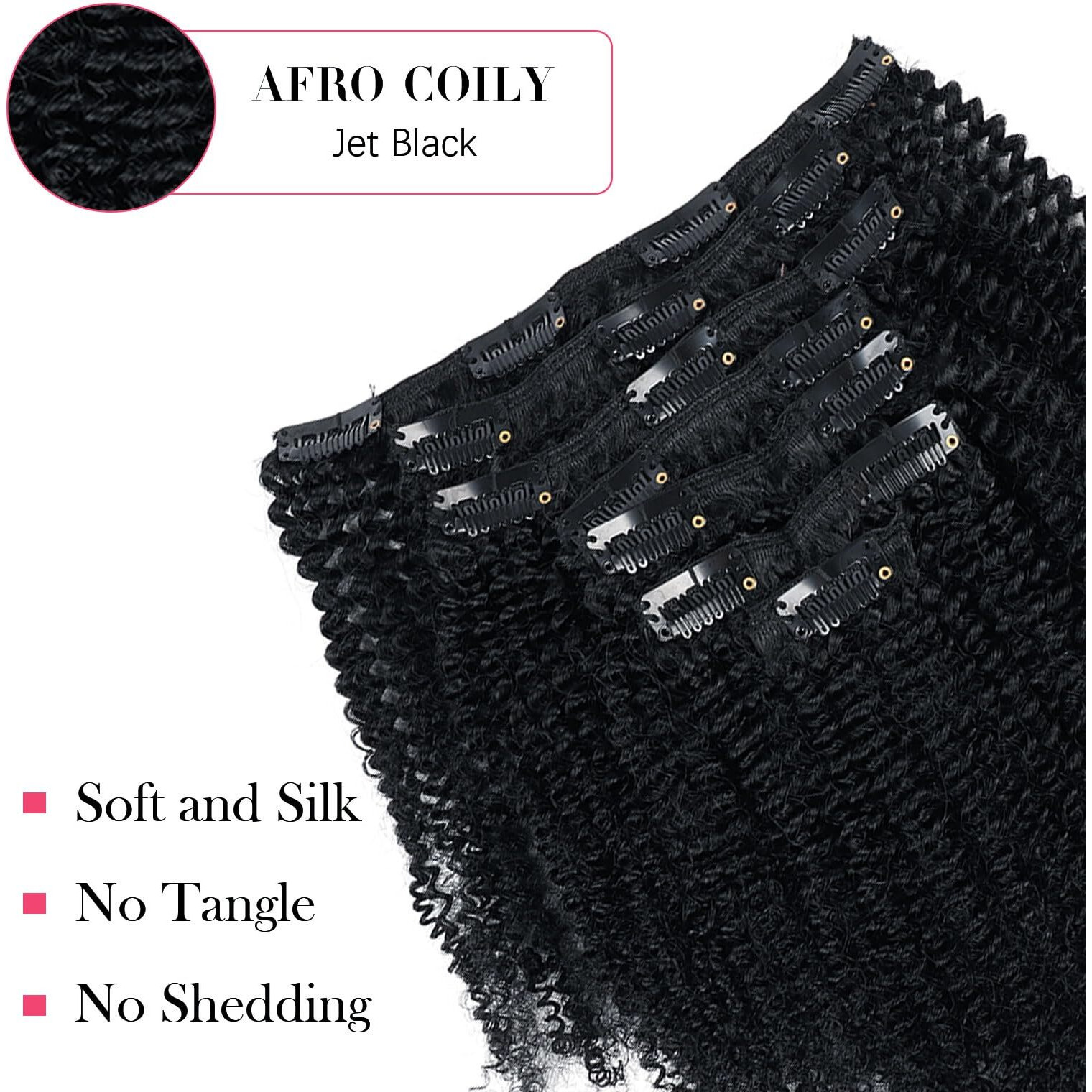 Sassina Afro Coily Clip In Human Hair Extensions For Black Women Double Wefts Remy Clip Ins Hair Extensions Human Hair Jet Black 7 Pieces With 17 Clips 120 Grams Color 1 12 Inch