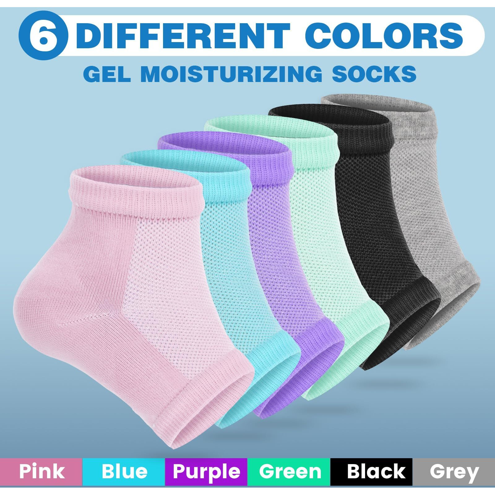 Teawoo 6 Pairs Moisturizing Heel Socks For Cracked Heel Treatment  Foot Care Toeless Socks To Soften And Hydrate Dry Cracked Feet Heels  Cracked Heel Repair Socks  Gel Socks For Dry Cracked Feet