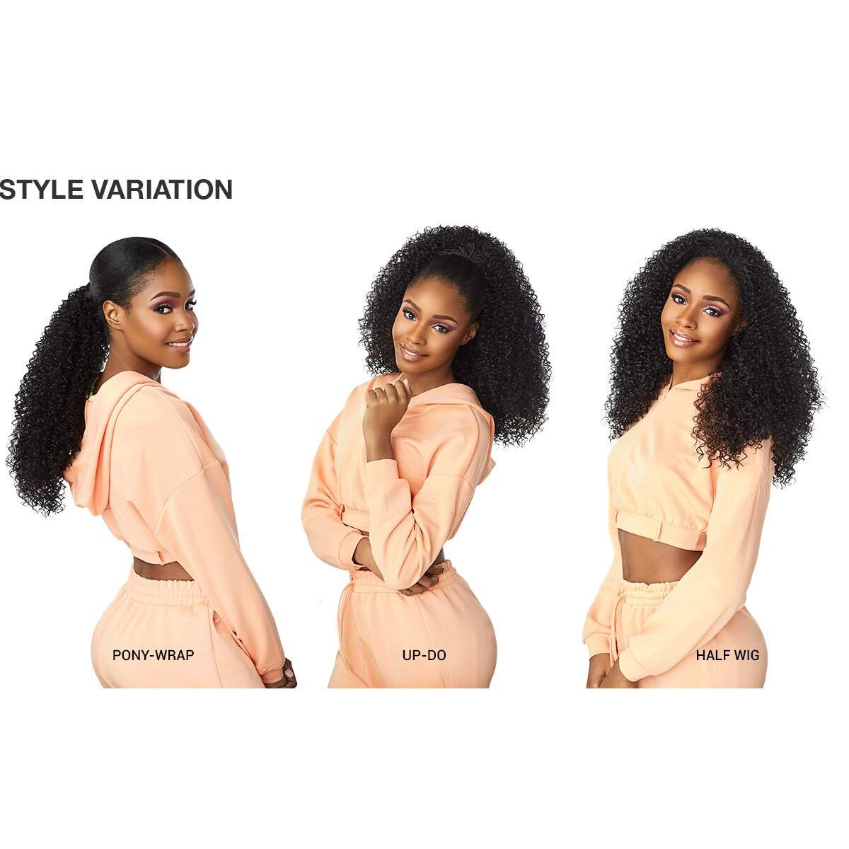 Sensationnel Synthetic Instant Up & Down Pony Wrap Half Wig - Ud 3 (1B Off Black)