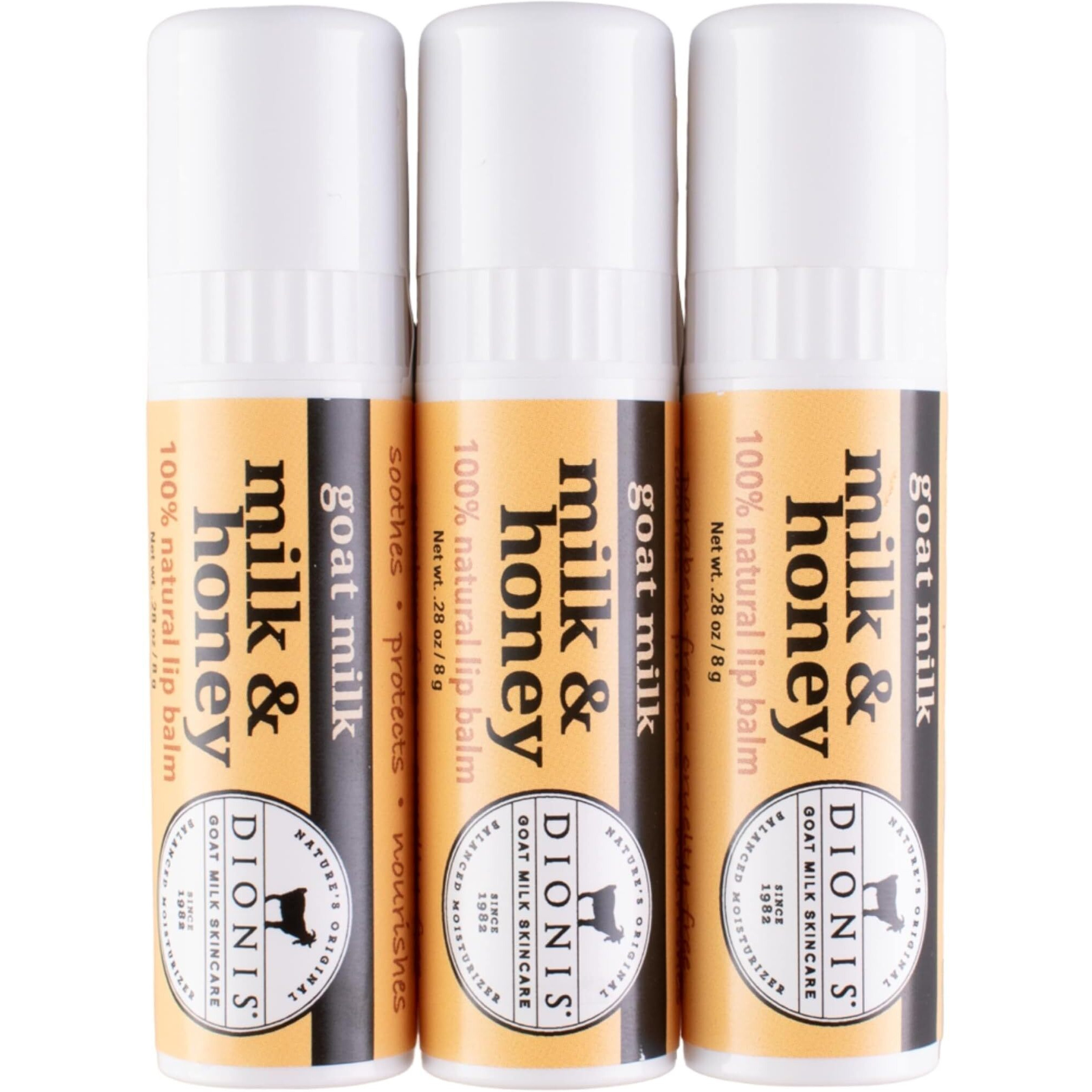 Dionis Goat Milk Skincare Milk & Honey Holiday Lip Balm Gift Set - Beeswax  Shea Butter & Coconut Oil Lip Care Products Made In The Usa - Cruelty Free Lip Moisturizer For Chapped Lips  0.28Oz 3 Pack