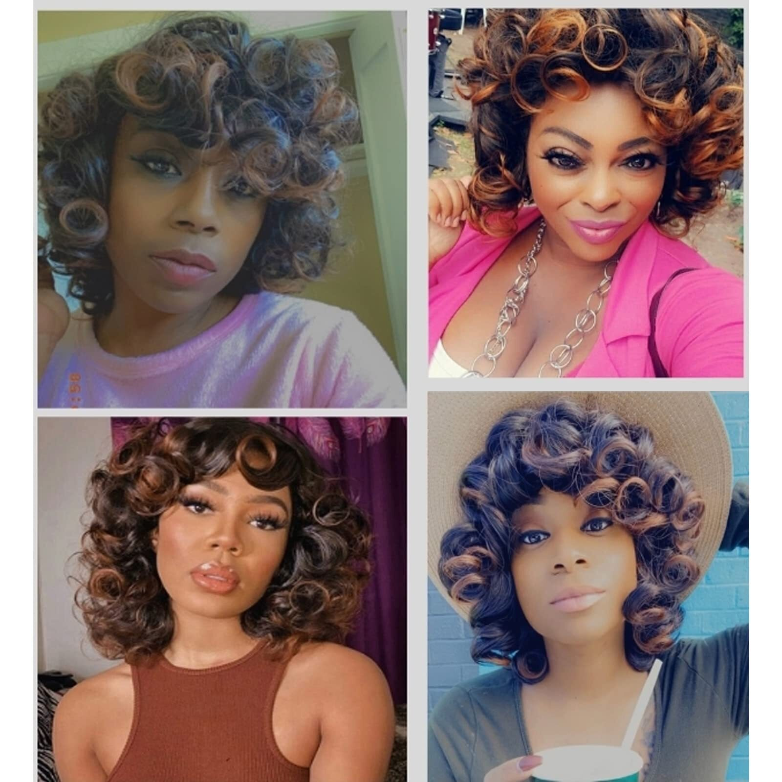 Kavsni Wig 70's Curly Wigs For Black Women Large Bouncy Fluffy And Soft Natural Looking Afro Wig 60S Wigs Gold Hoop Earring+2Wig Cap+Comb+2Beauty Blenders(Brown)