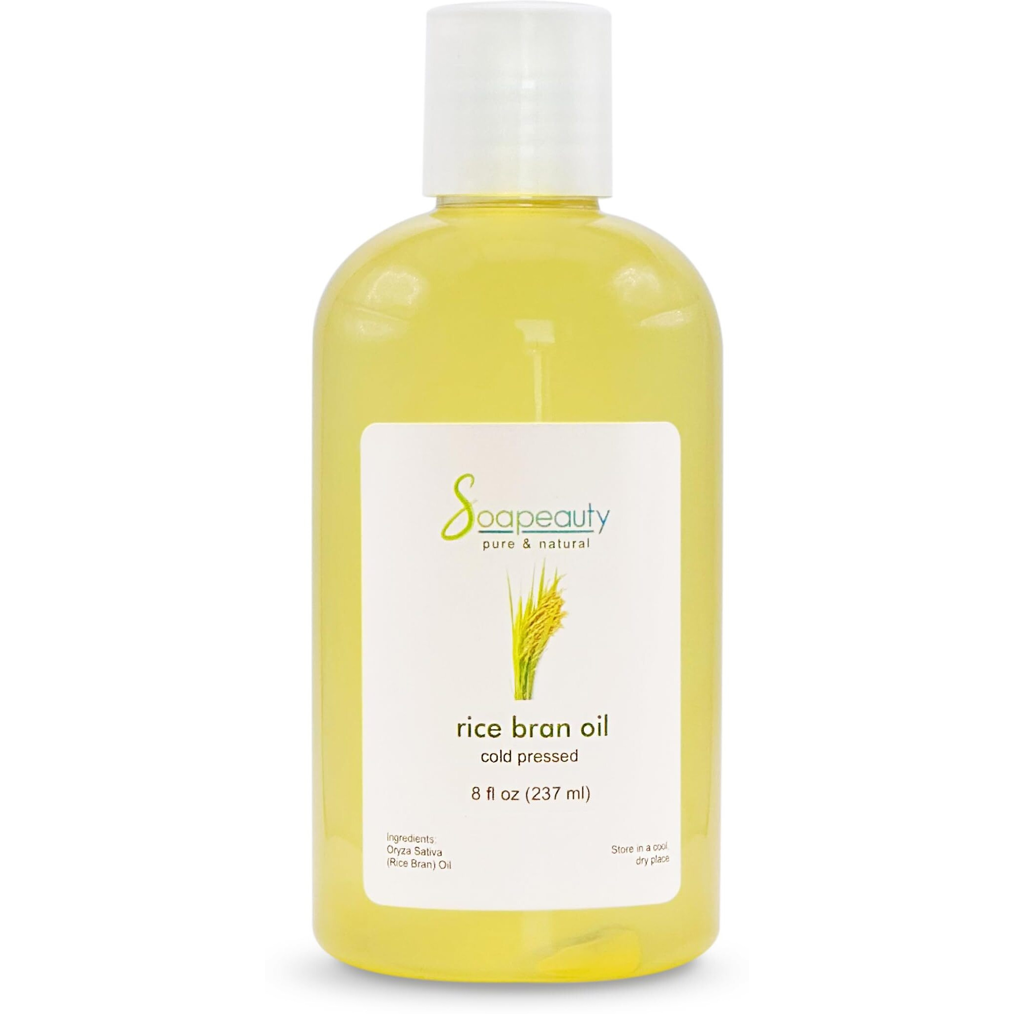 Rice Bran Oil Cold Pressed Unrefined | 100% Natural Available In Bulk | Carrier For Essential Oils  Face  Skin  Hair Moisturizer  Soap Making | (8 Oz)