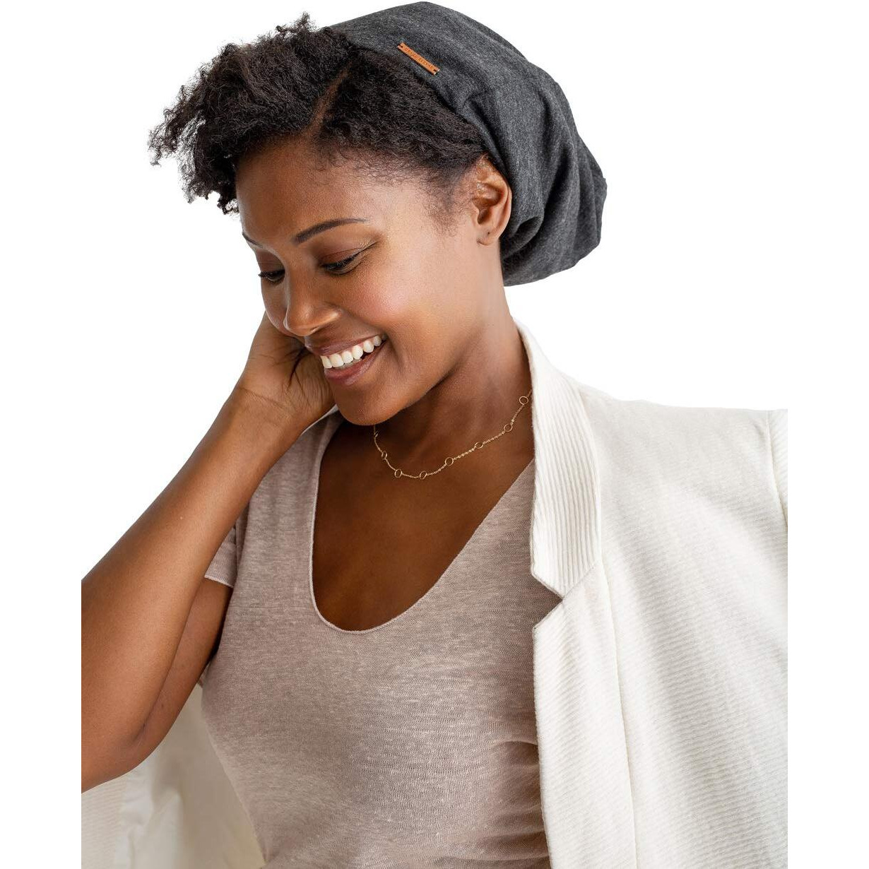 Grace Eleyae Ge Women's Adjustable Satin Lined Sleep Cap Slap Hair Care Beanie Hat  Gray