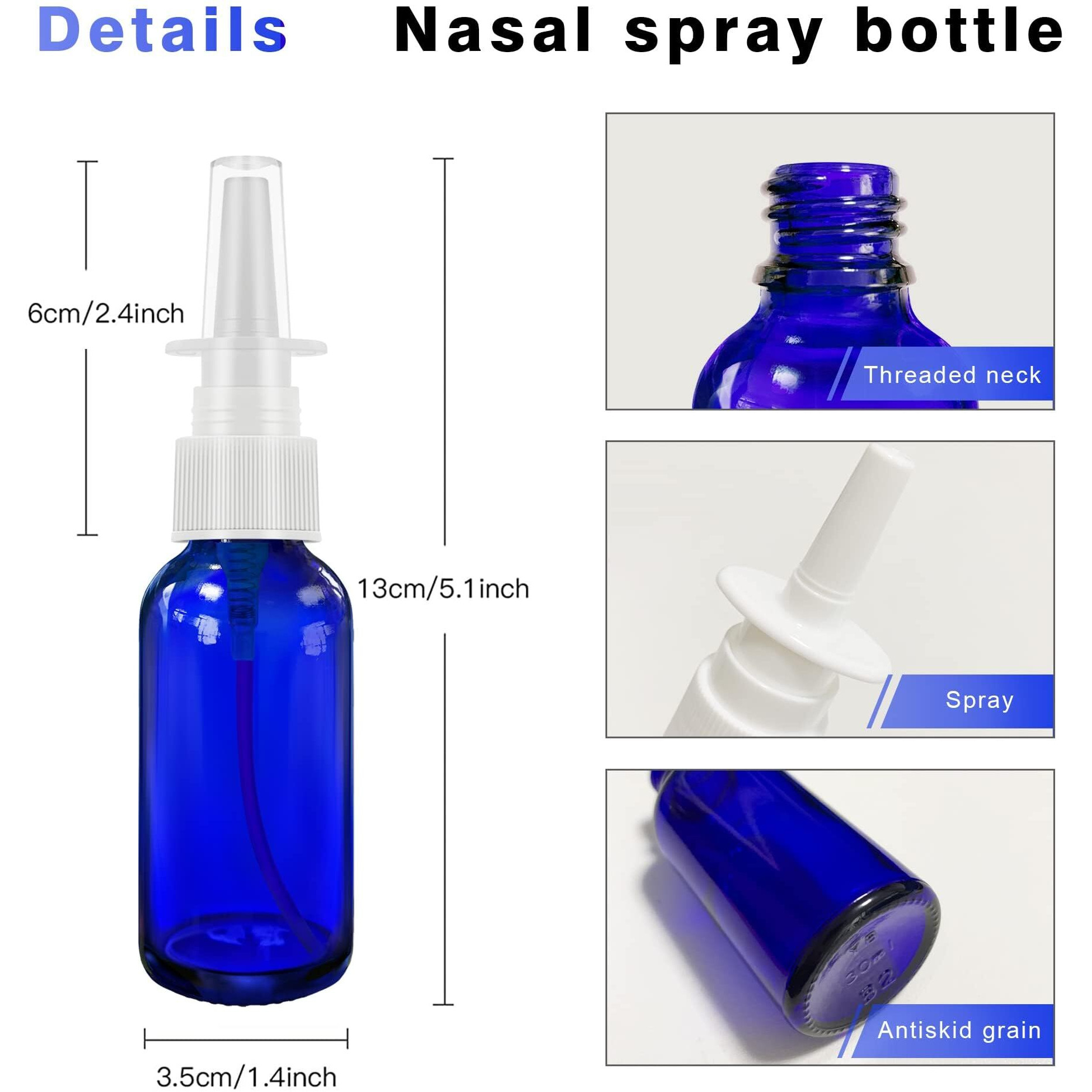 Givameihf Nasal Spray Bottles 6Pcs1Oz (30Ml) With 2*Funnel 1*Dropper  8*Label Empty Nasal Spray Bottle Amber Glass Nasal Spray Bottle Press Spray Head Refillable Portable Fine Mist Nasal Spray Bottle