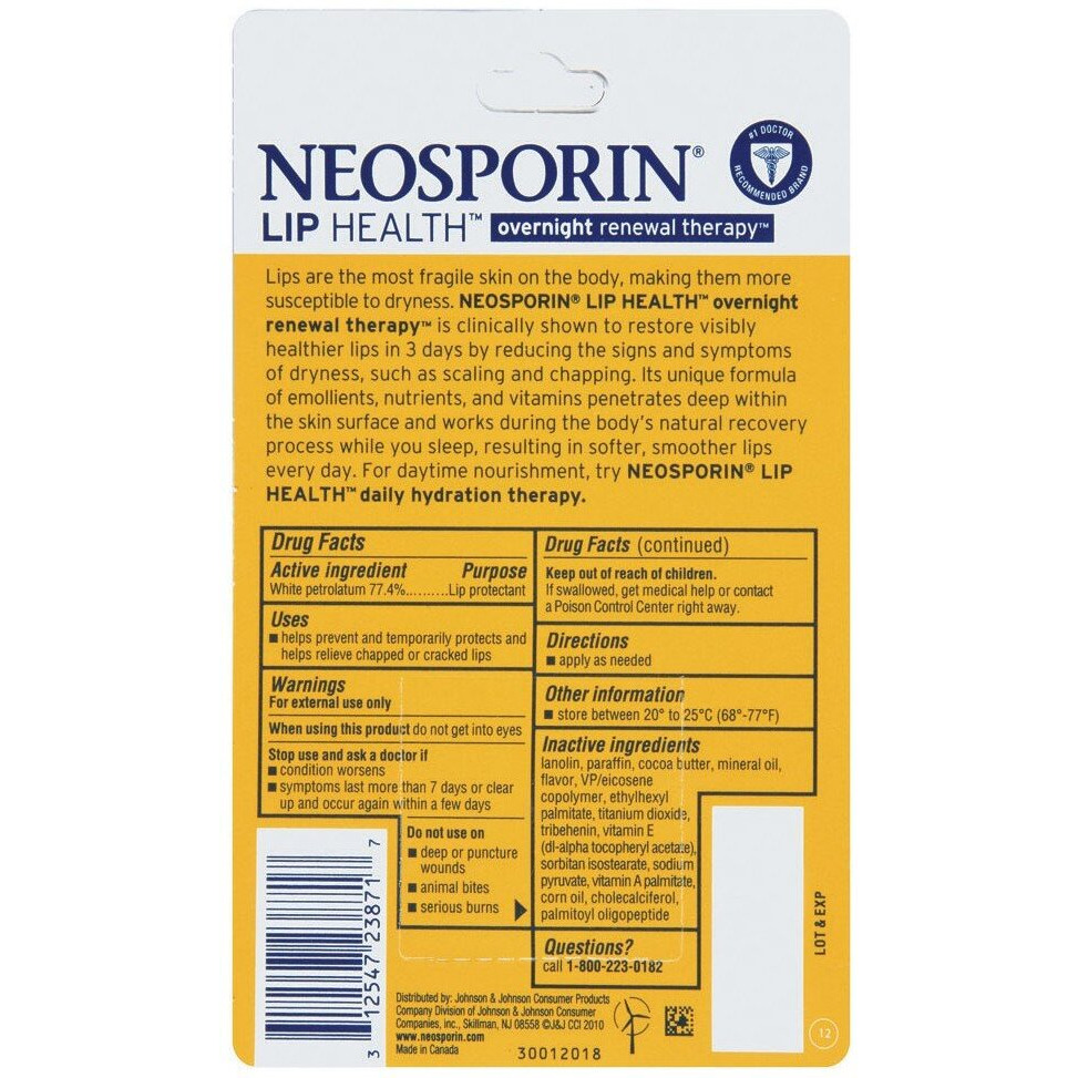 Neosporin Overnight Lip Health Renewal Therapy 0.27 Ounce Jar (8Ml) (6 Pack)