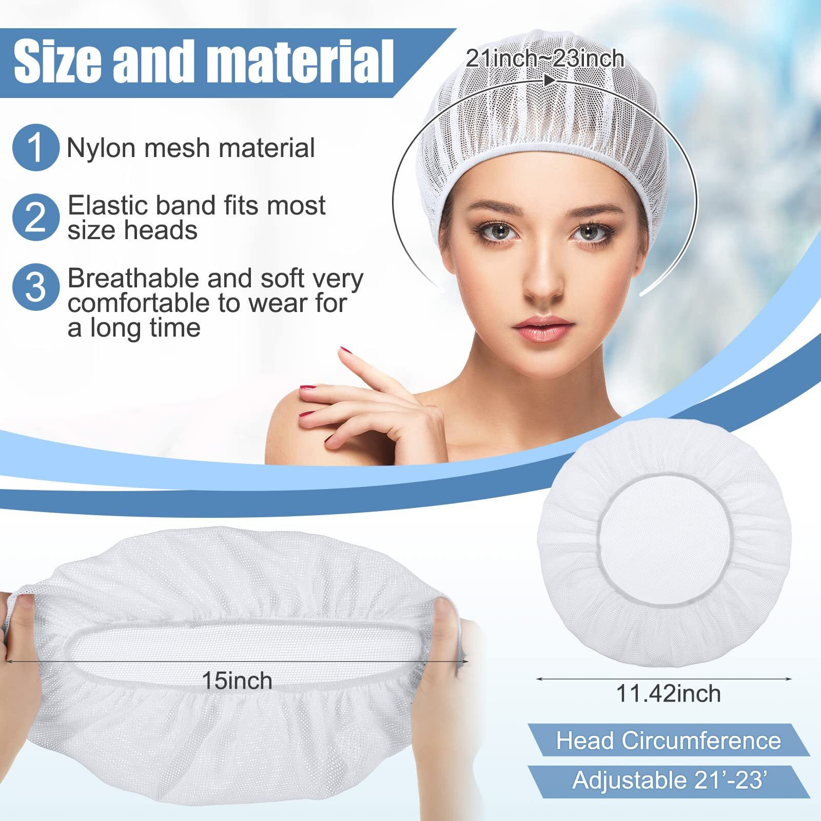 Chuarry 4 Pcs Mesh Sleep Bonnet For Sleeping Night Curly Hair Nets Sleep Caps For Women(White  Pink  Light Blue  Black)