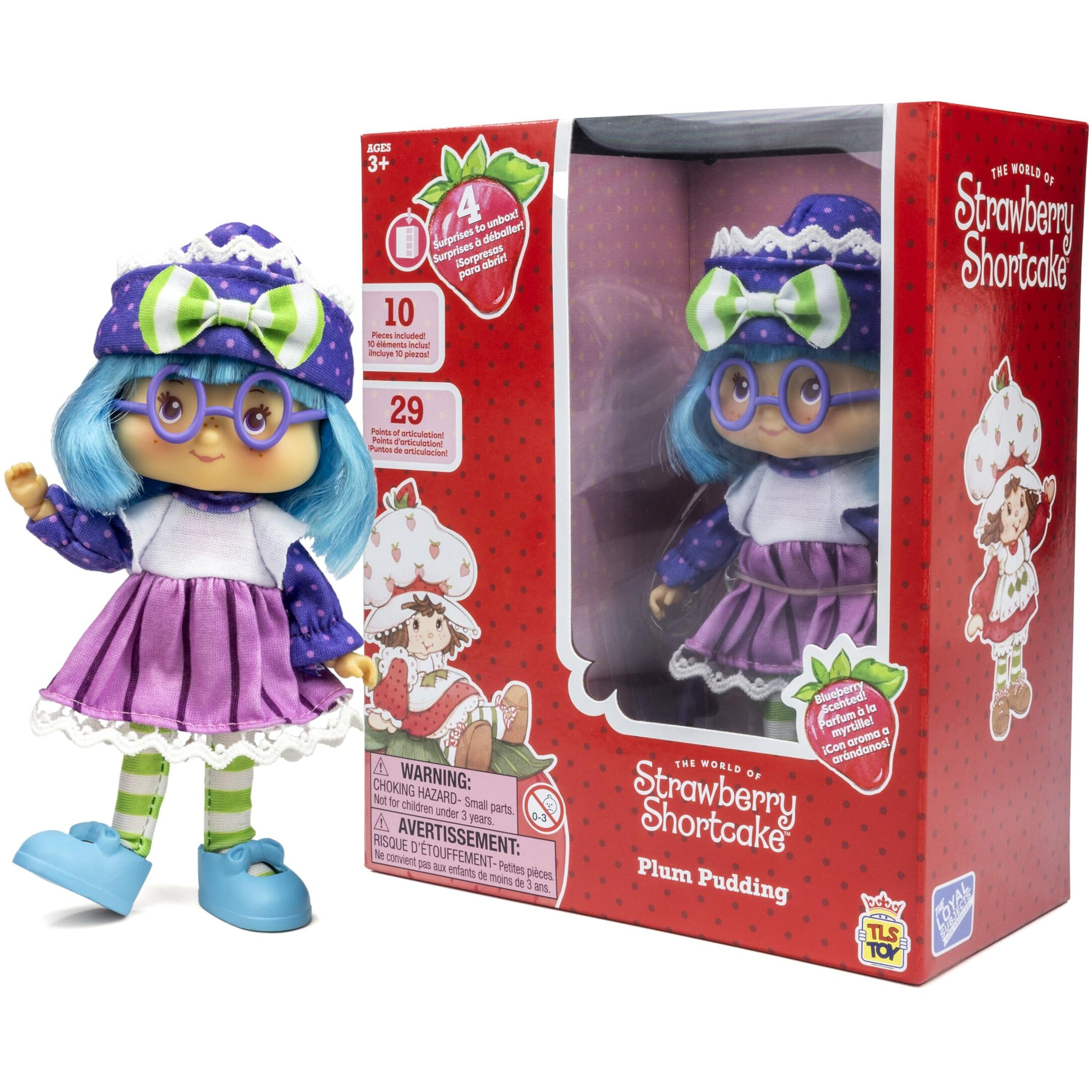 Strawberry Shortcake 'Limited Edition' Plum Pudding 5.5-Inch Poseable Scented Fashion Doll With 4 Surprise Reveal Accessories - Sdcc 2024