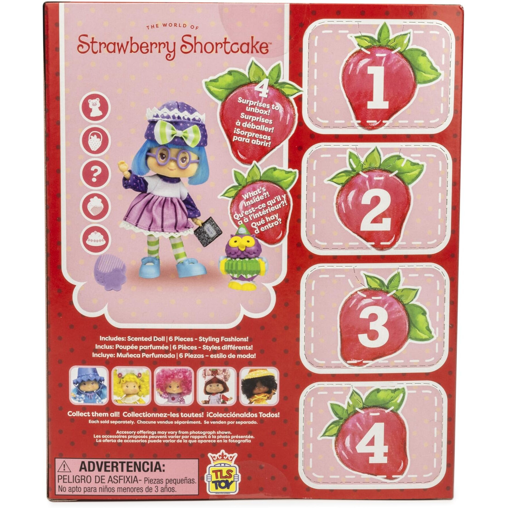 Strawberry Shortcake 'Limited Edition' Plum Pudding 5.5-Inch Poseable Scented Fashion Doll With 4 Surprise Reveal Accessories - Sdcc 2024