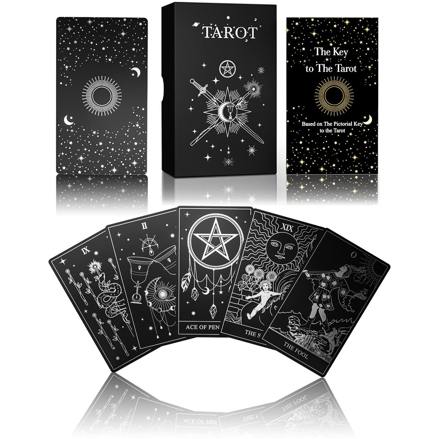 Wjpc Silver Foil Tarot Cards With Guide Book Set&Gift Box For Beginner& Expert. Original Design Tarot Decks  Tarot Cards Decks