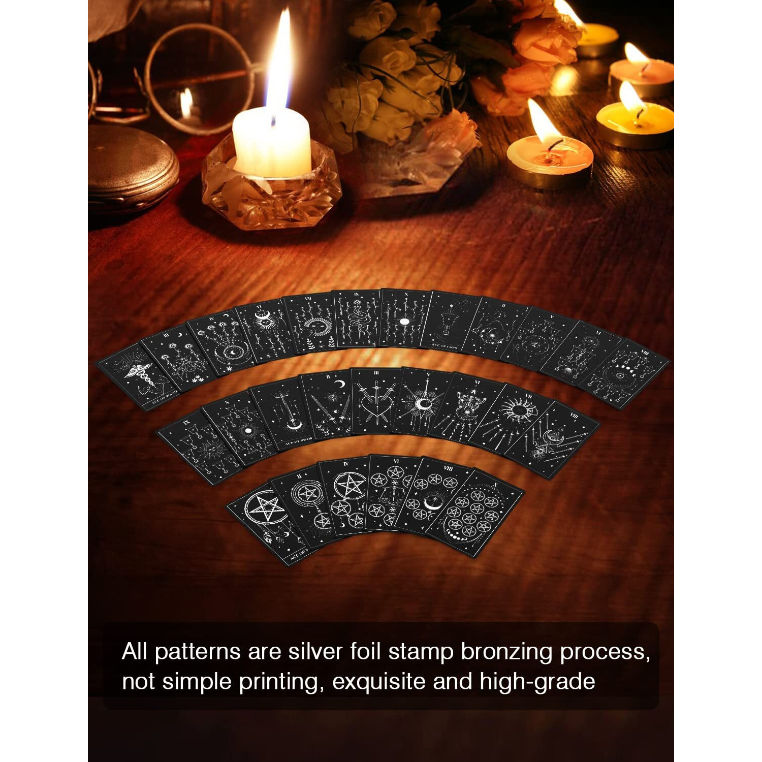 Wjpc Silver Foil Tarot Cards With Guide Book Set&Gift Box For Beginner& Expert. Original Design Tarot Decks  Tarot Cards Decks