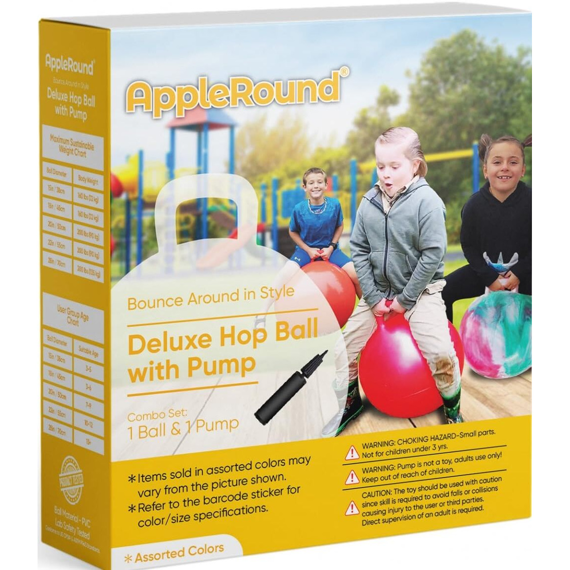 Appleround Hippity Hoppity Hop Ball  Sit-On Bouncy Ball With Handle  20In/50Cm Diameter For Children Age 7-9  Space Hopper Hopping Ball  Pack Of 1 Ball With 1 Pump  Cloud Colors (Red & Blue)