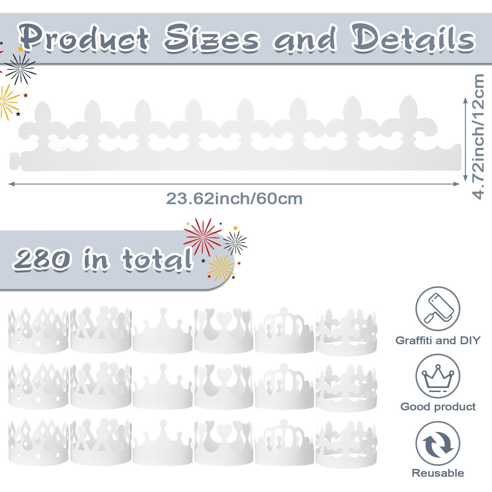 Thenshop White Diy Paper Crowns Blank Birthday Party Decoration Crowns For Kids Princess Queen (Classic Style  280)