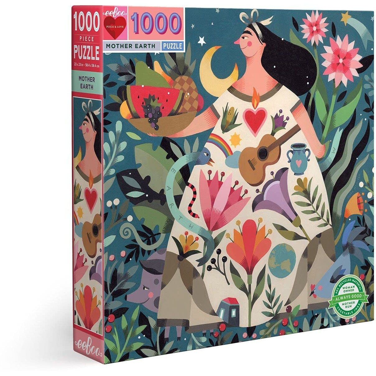 Eeboo Piece And Love Mother Earth 1000 Piece Square Adult Jigsaw Puzzle  Puzzle For Adults And Families  Glossy  Sturdy Pieces And Minimal Puzzle Dust