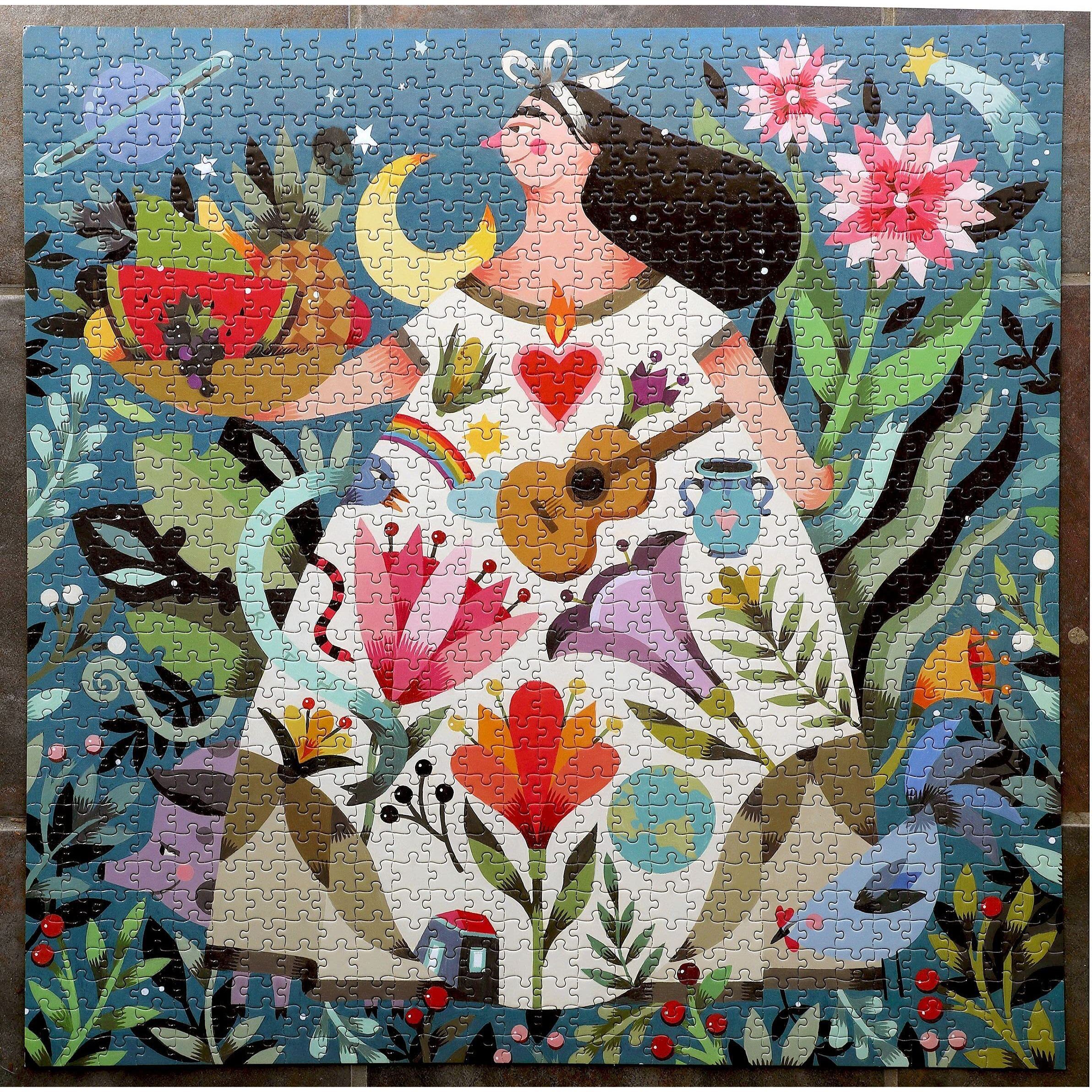 Eeboo Piece And Love Mother Earth 1000 Piece Square Adult Jigsaw Puzzle  Puzzle For Adults And Families  Glossy  Sturdy Pieces And Minimal Puzzle Dust