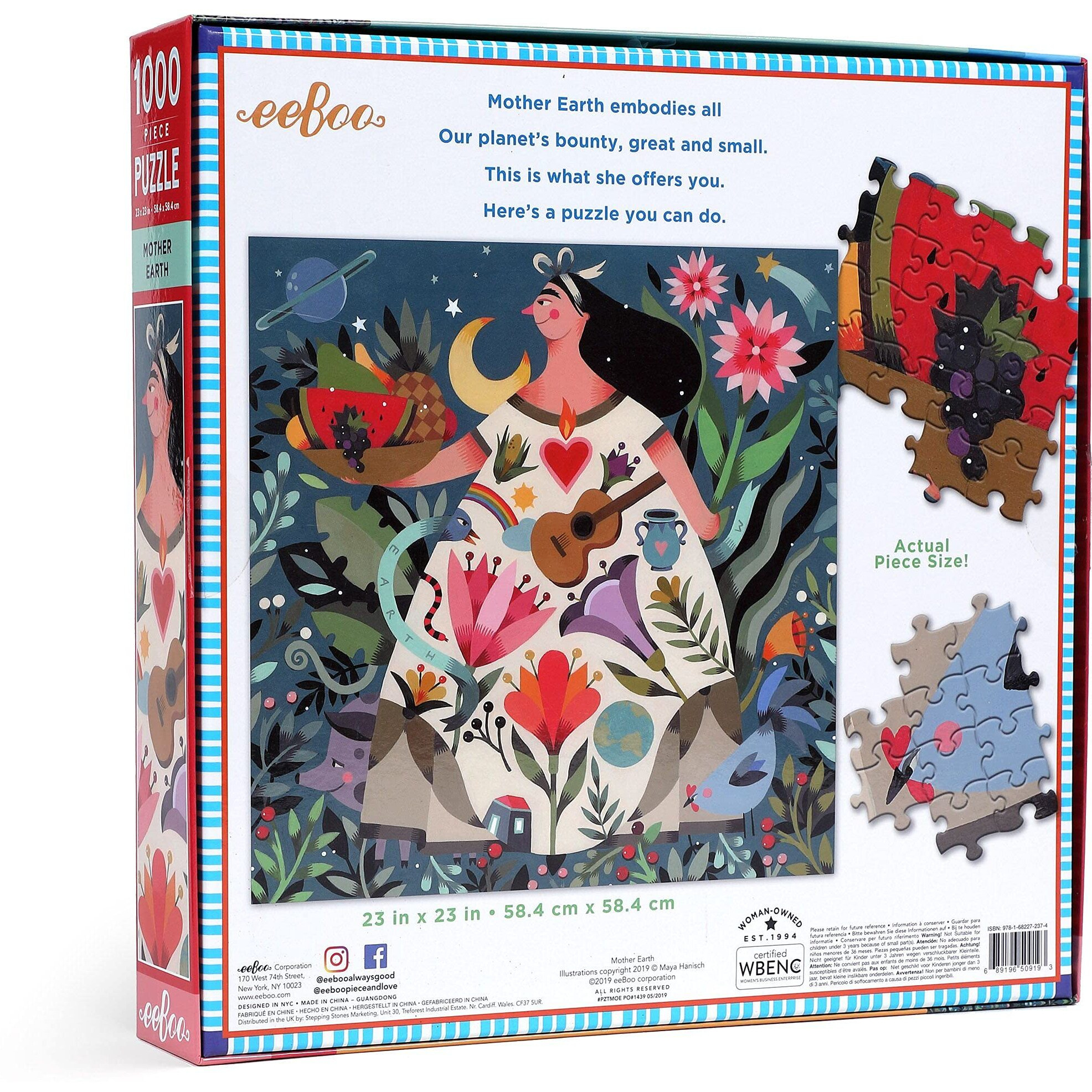 Eeboo Piece And Love Mother Earth 1000 Piece Square Adult Jigsaw Puzzle  Puzzle For Adults And Families  Glossy  Sturdy Pieces And Minimal Puzzle Dust