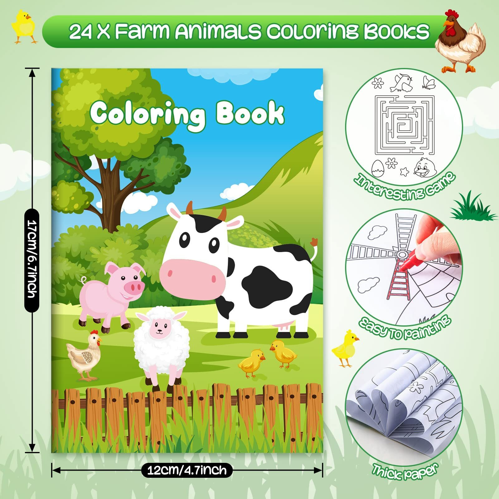 24 Pcs Farm Animals Mini Coloring Books Bulk Party Favors For Kids Cow Horse Barn Party Drawing Book For Farmhouse Birthday Party Goodie Bag Gift Stuffer School Classroom Activity Filler Supplies